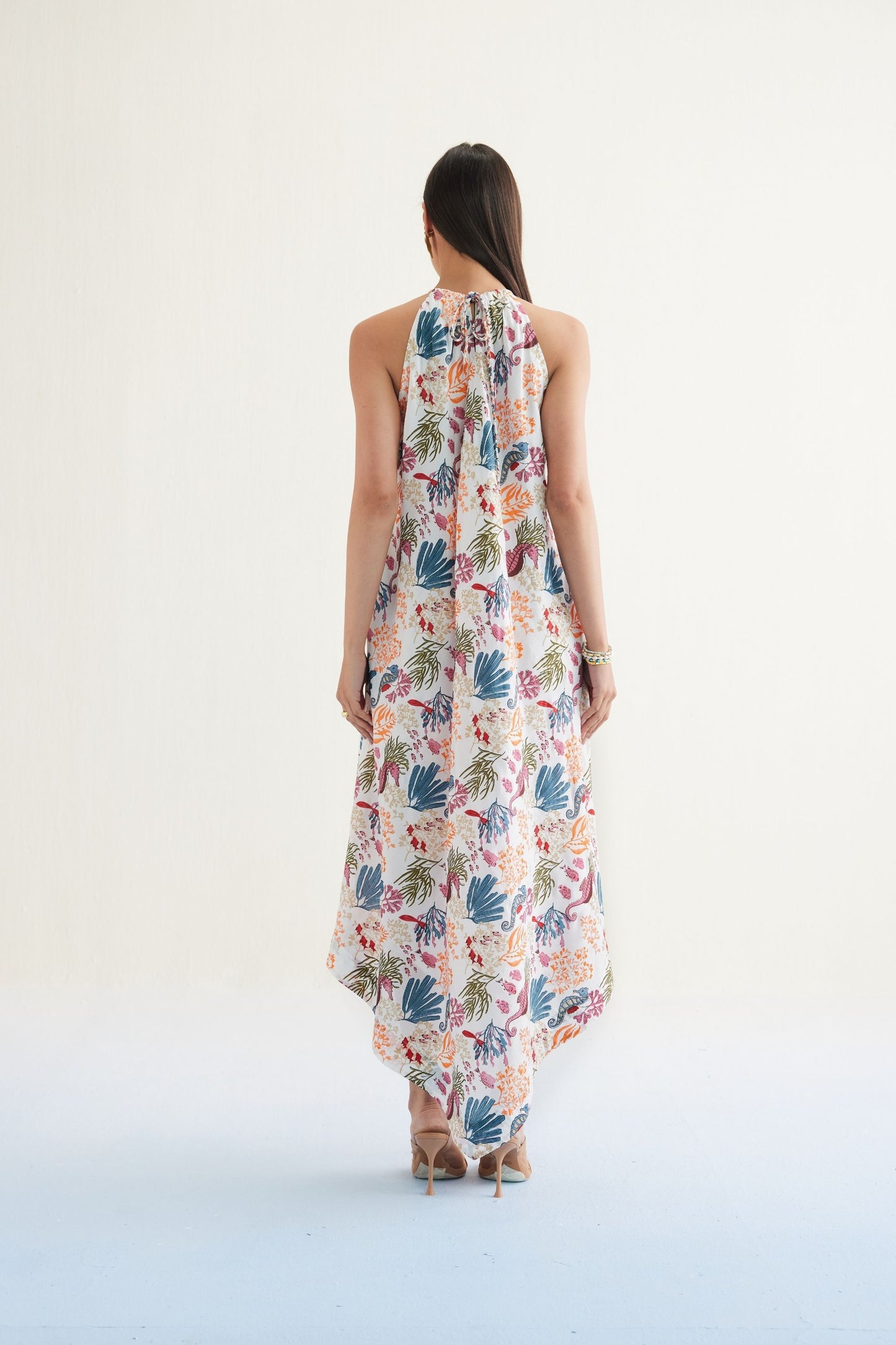 Deep Sea Lyocell Halter Maxi Dress