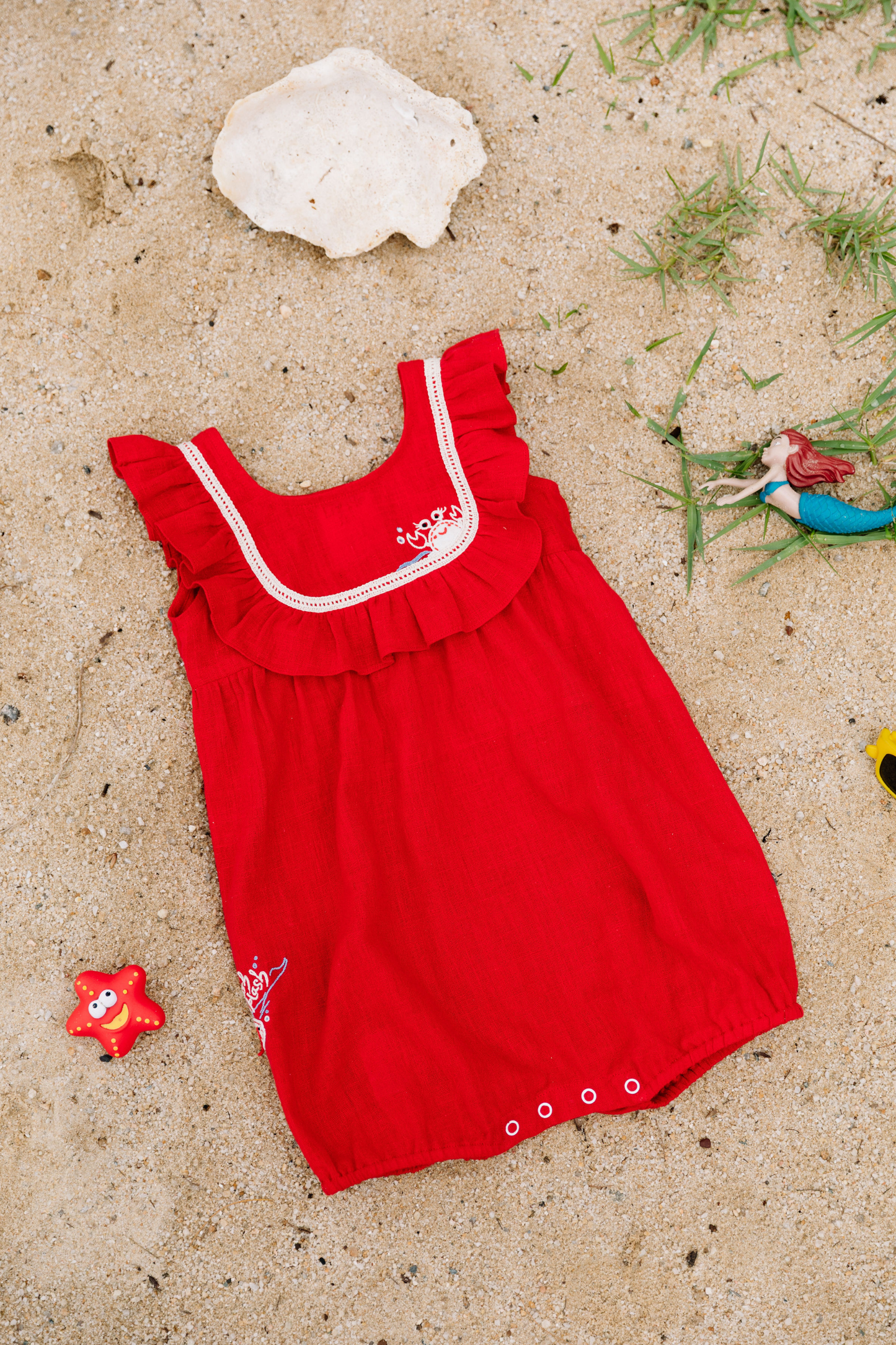 Ocean Love Handspun Handwoven Organic Cotton Romper