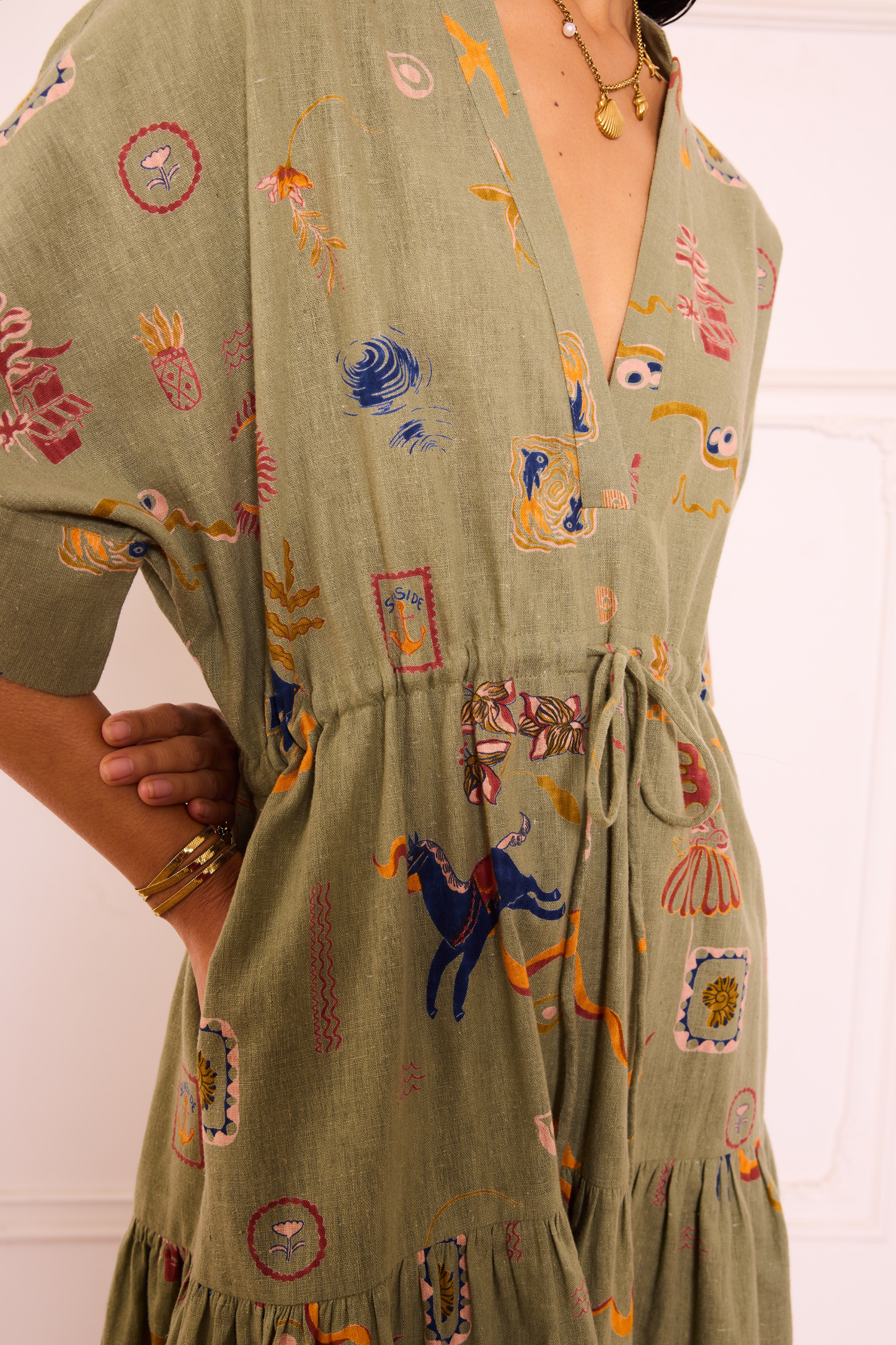 Seaside Bloom Handspun Handwoven Organic Cotton Dress