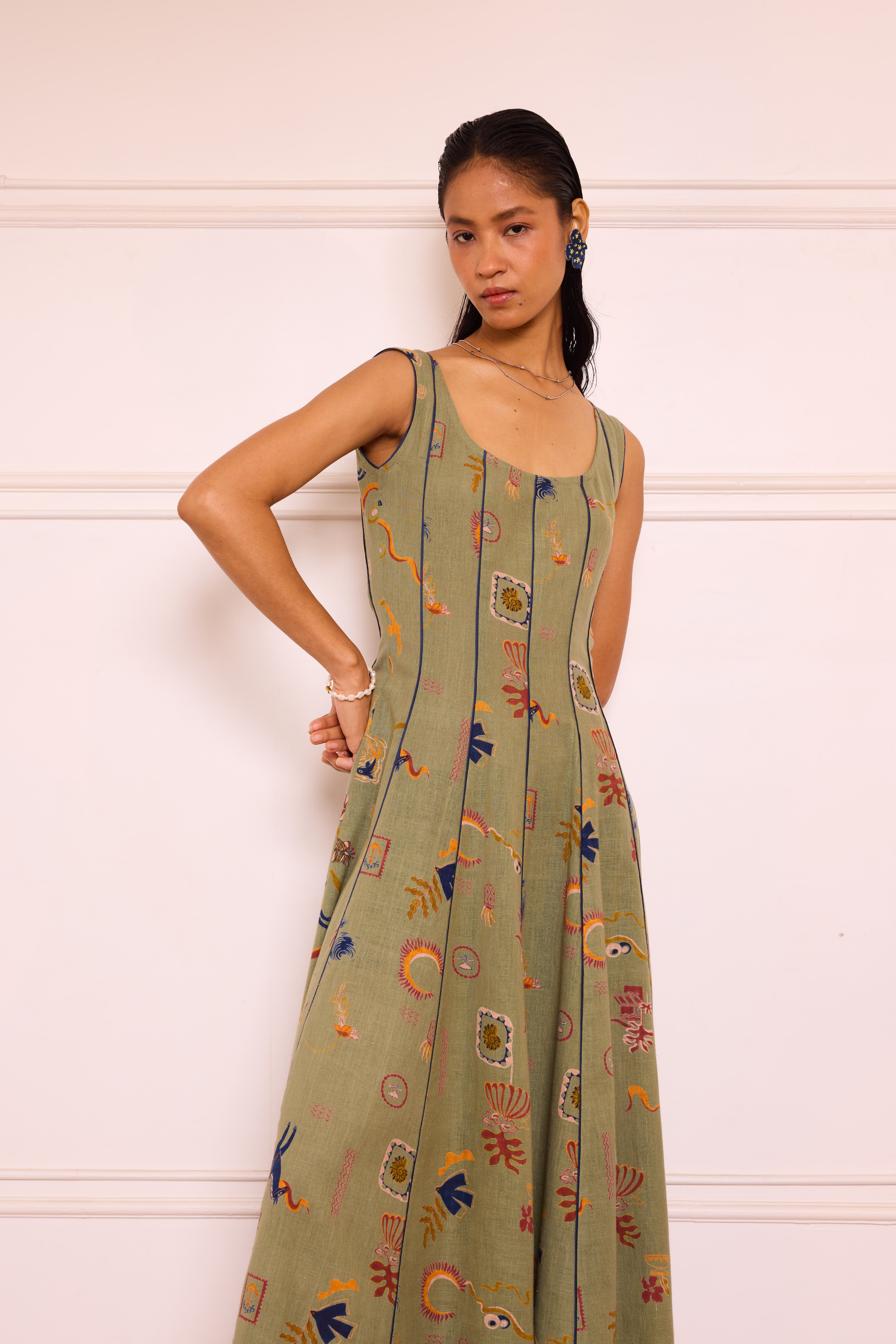 Bold Nights Handspun Handwoven Organic Cotton Maxi Dress