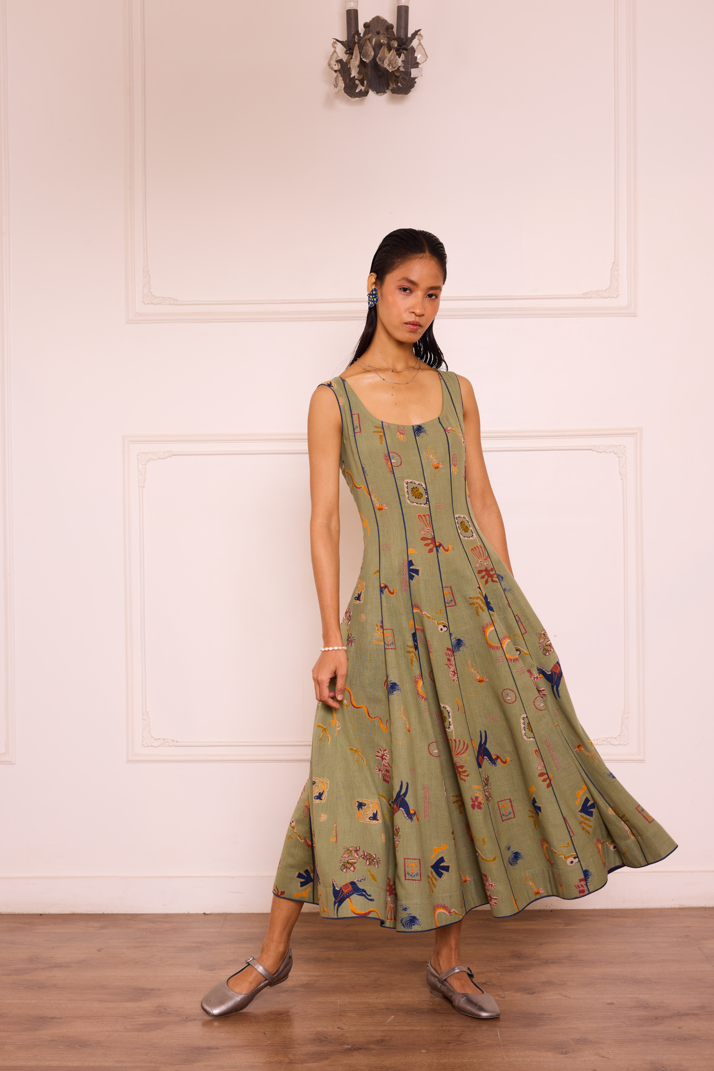 Bold Nights Handspun Handwoven Organic Cotton Maxi Dress