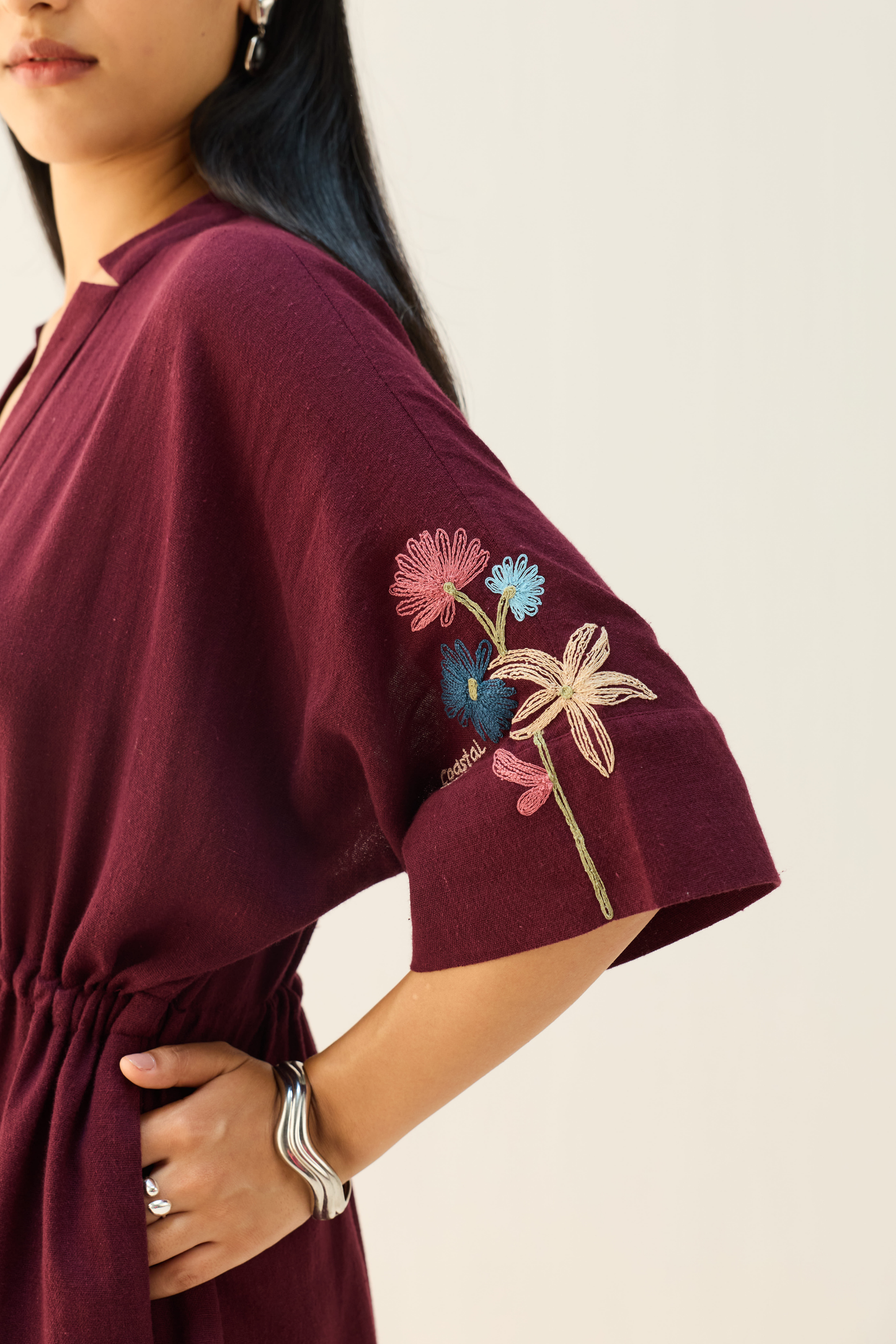 Coastal Bloom Handspun Handwoven Organic Cotton Dress