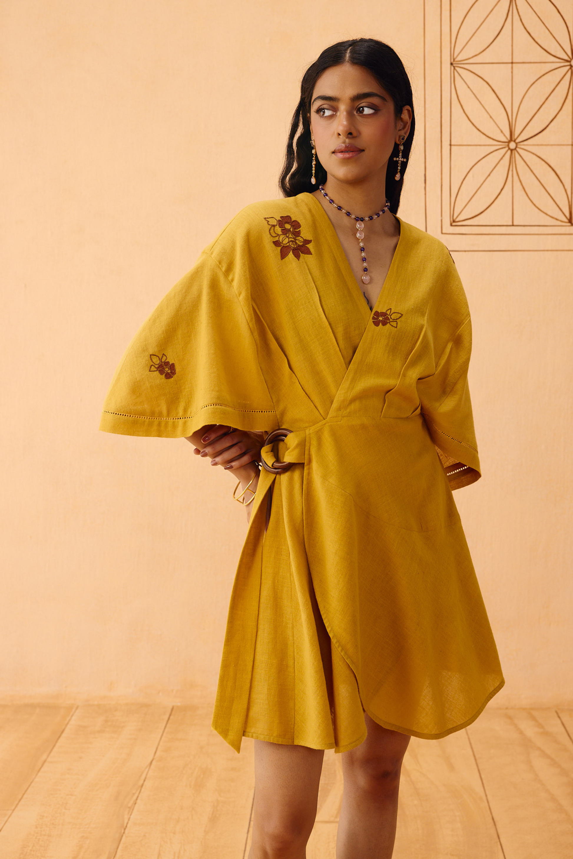 Glowing Garden Handspun Handwoven Organic Cotton Wrap Dress —  Handspun Handwoven Organic Cotton Dress | Sui Singapore