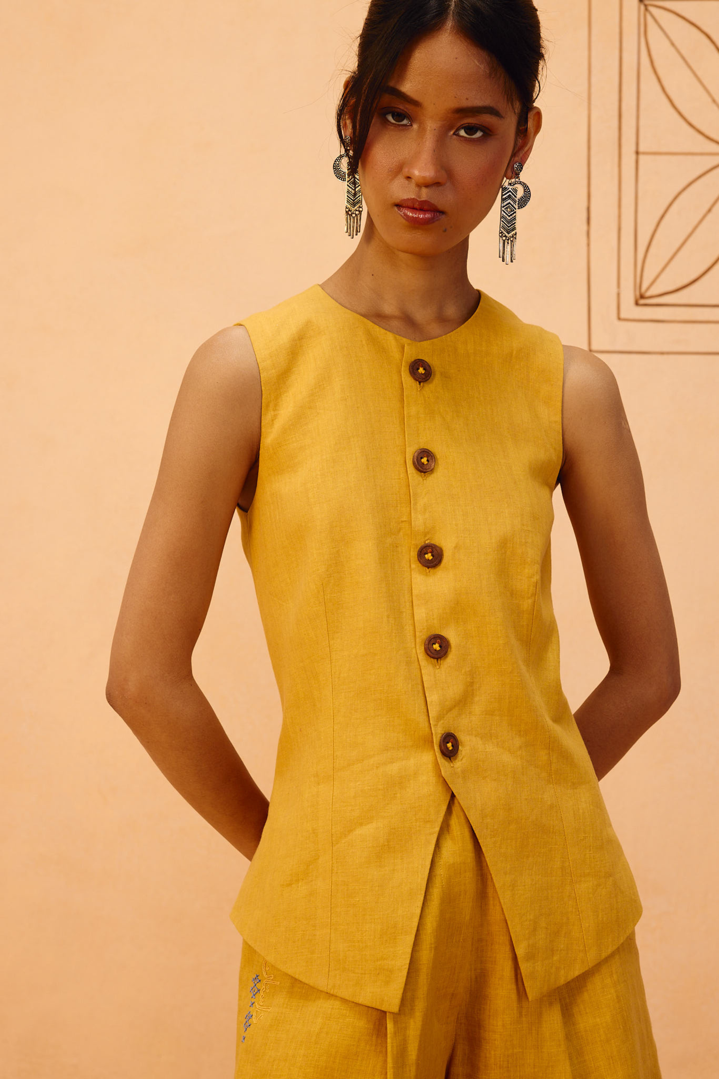 Golden Daydream Linen Waistcoat —  100% Linen Waistcoat | Sui Singapore