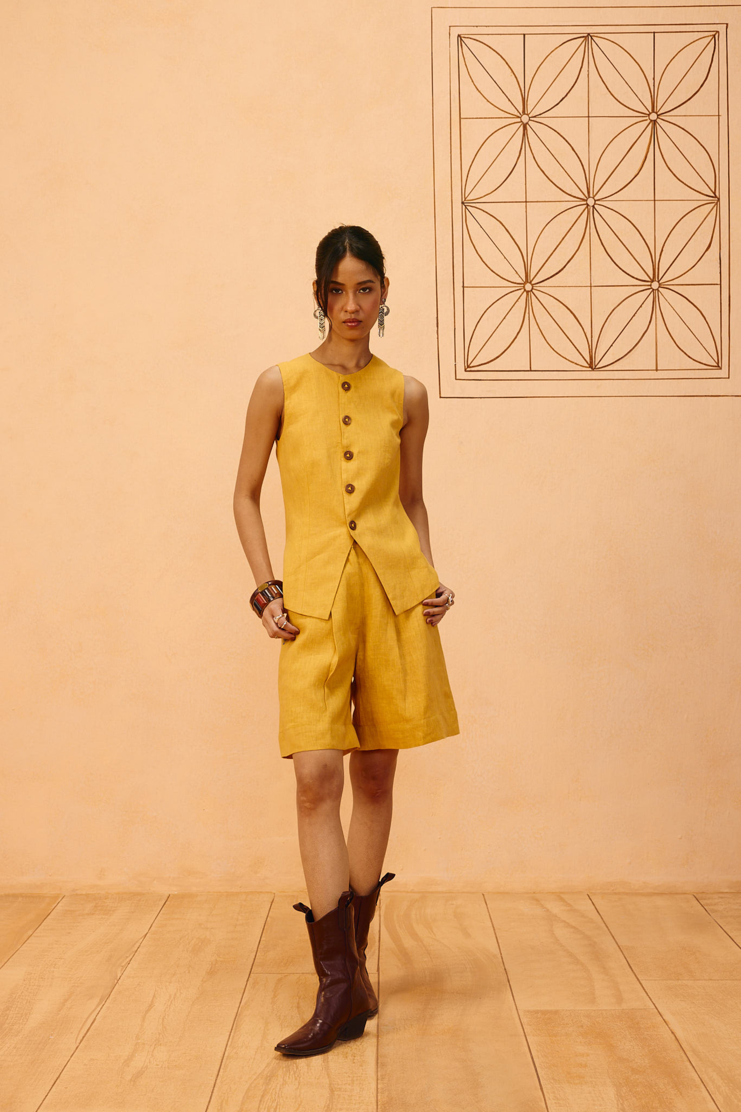 Golden Daydream Linen Waistcoat
