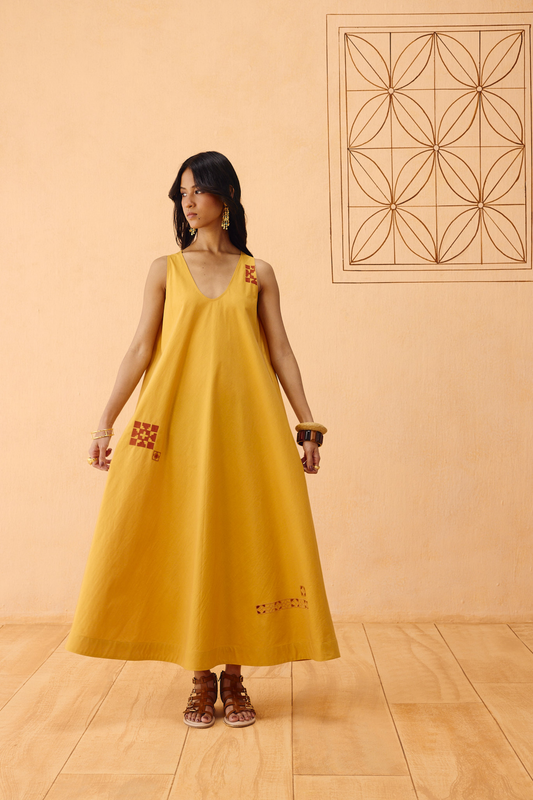 Golden Ghar Organic Cotton Maxi Dress —  Organic Cotton Poplin Dress | Sui Singapore