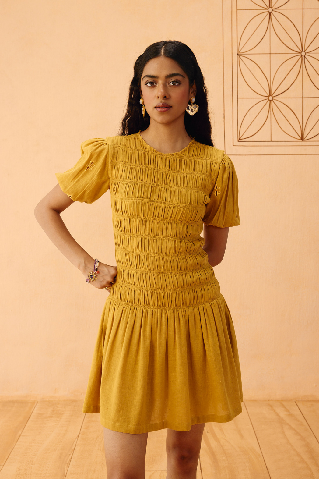 Golden Glow Kala Cotton Dress