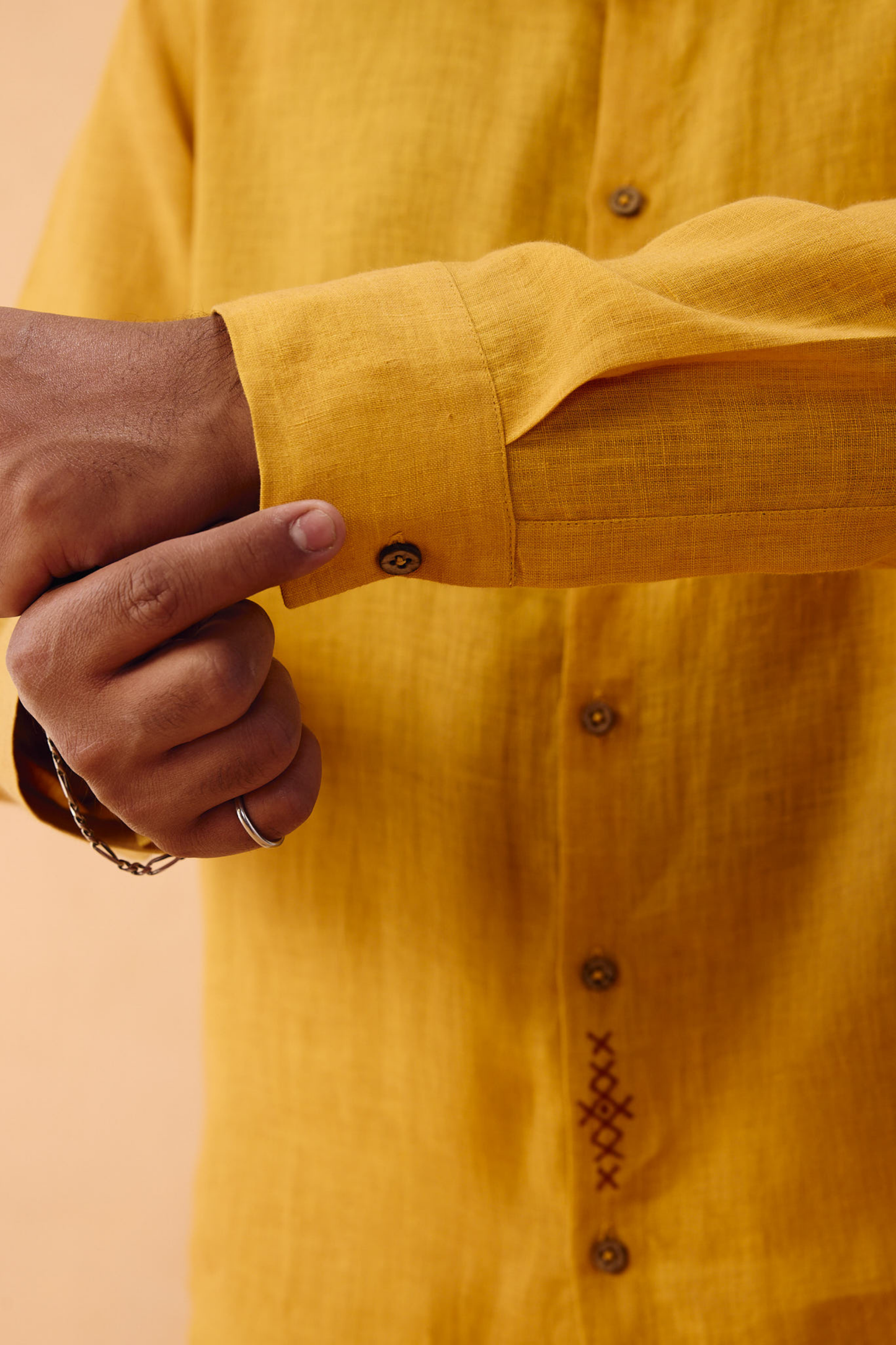 Golden Palm Men's Linen Shirt
