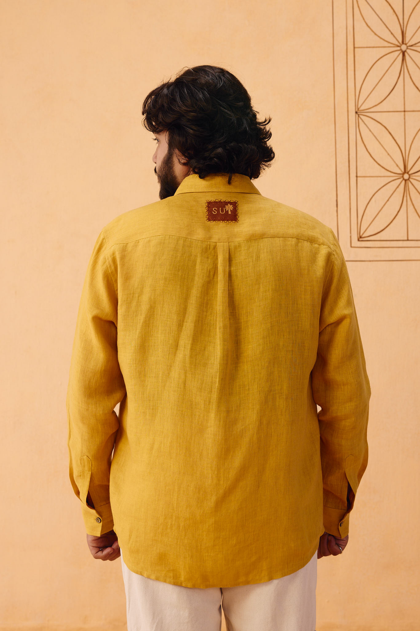 Golden Palm Men's Linen Shirt