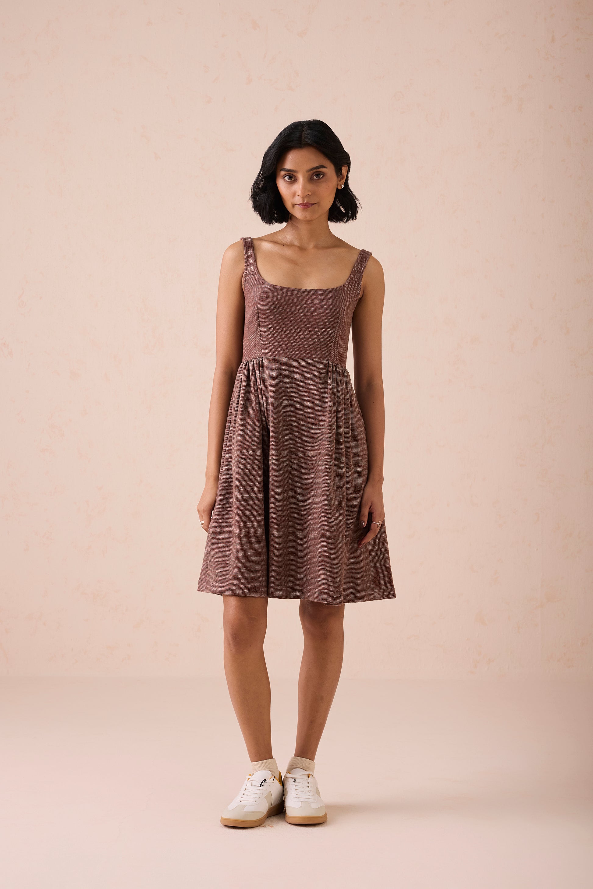 Hazel Sun Handspun Handwoven Organic Cotton Pleated Mini Dress