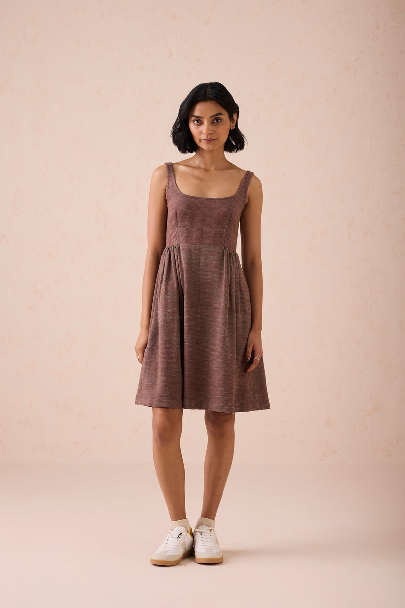 Hazel Sun Handspun Handwoven Organic Cotton Pleated Mini Dress