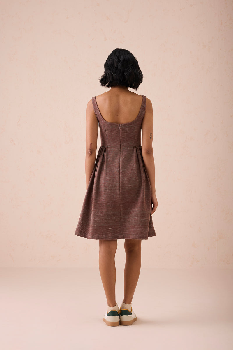 Hazel Sun Handspun Handwoven Organic Cotton Pleated Mini Dress