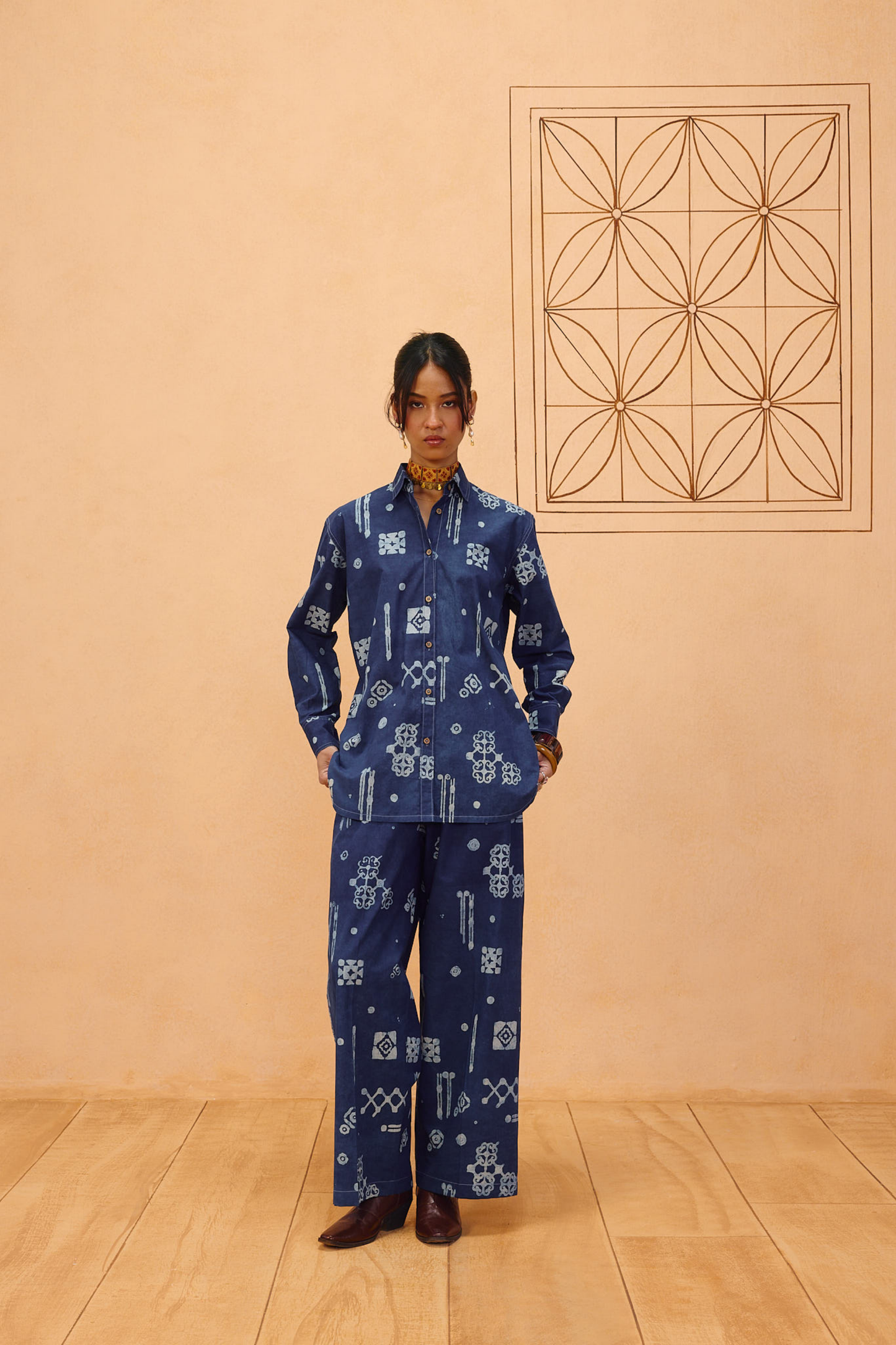 Indigo Patterns Organic Cotton Shirt