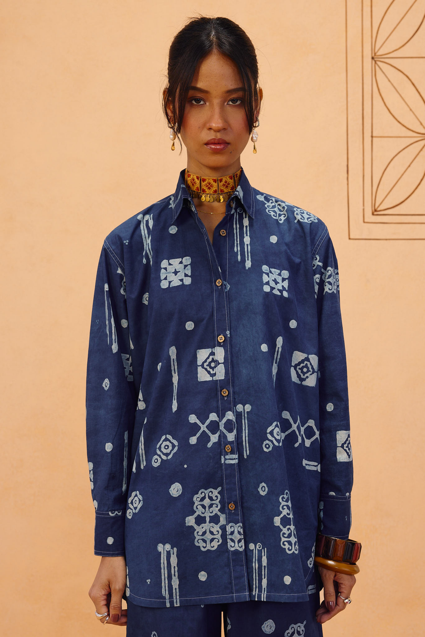 Indigo Patterns Organic Cotton Shirt