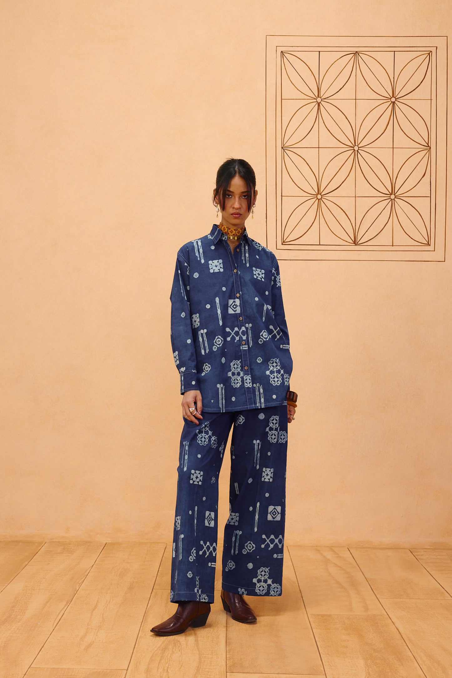 Indigo Patterns Organic Cotton Shirt