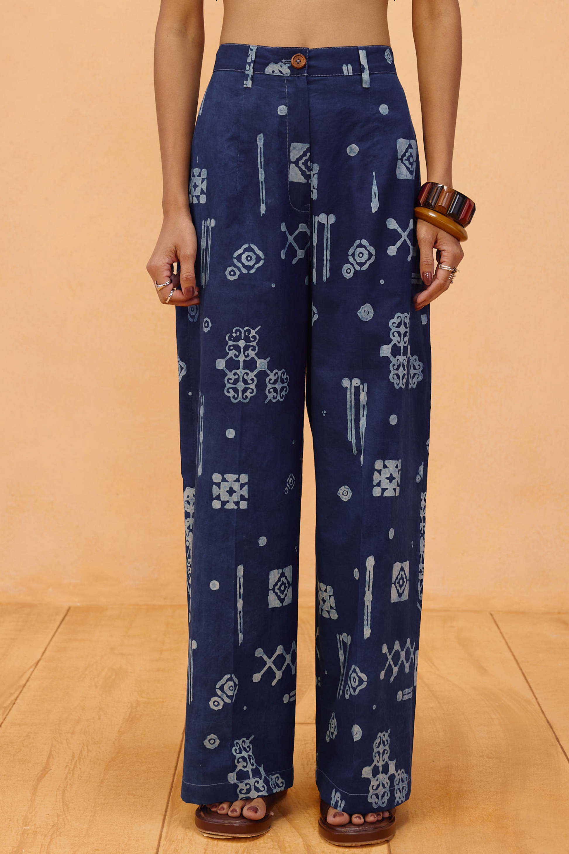 Indigo Patterns Organic Cotton Trousers —  Organic Cotton Poplin Trousers | Sui Singapore