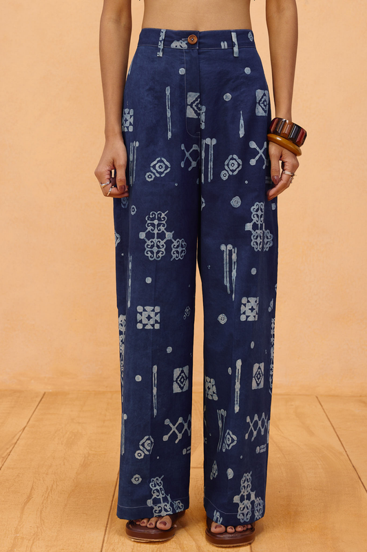 Indigo Patterns Organic Cotton Trousers