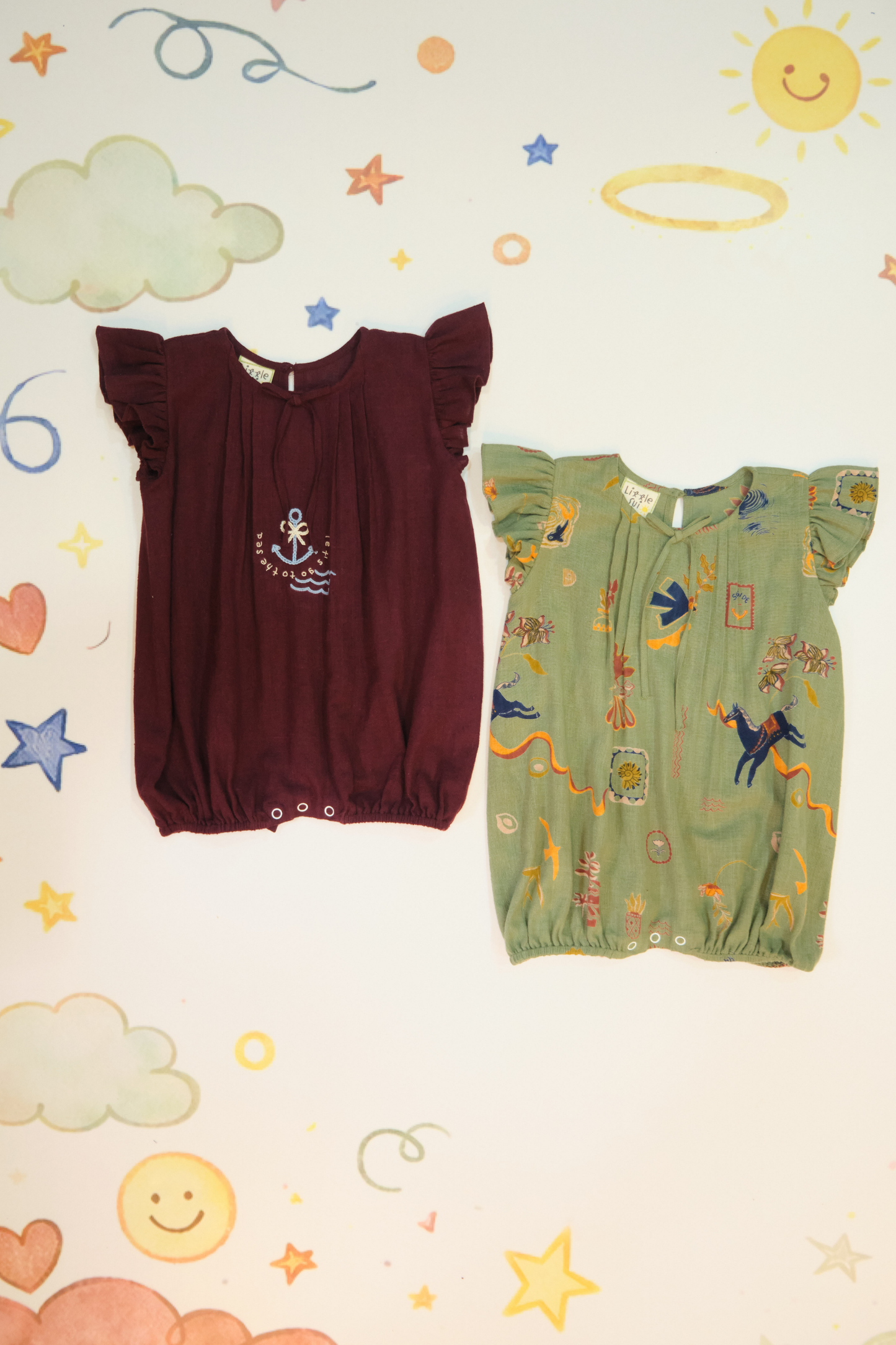 Sea Day Handspun Handwoven Organic Cotton Romper