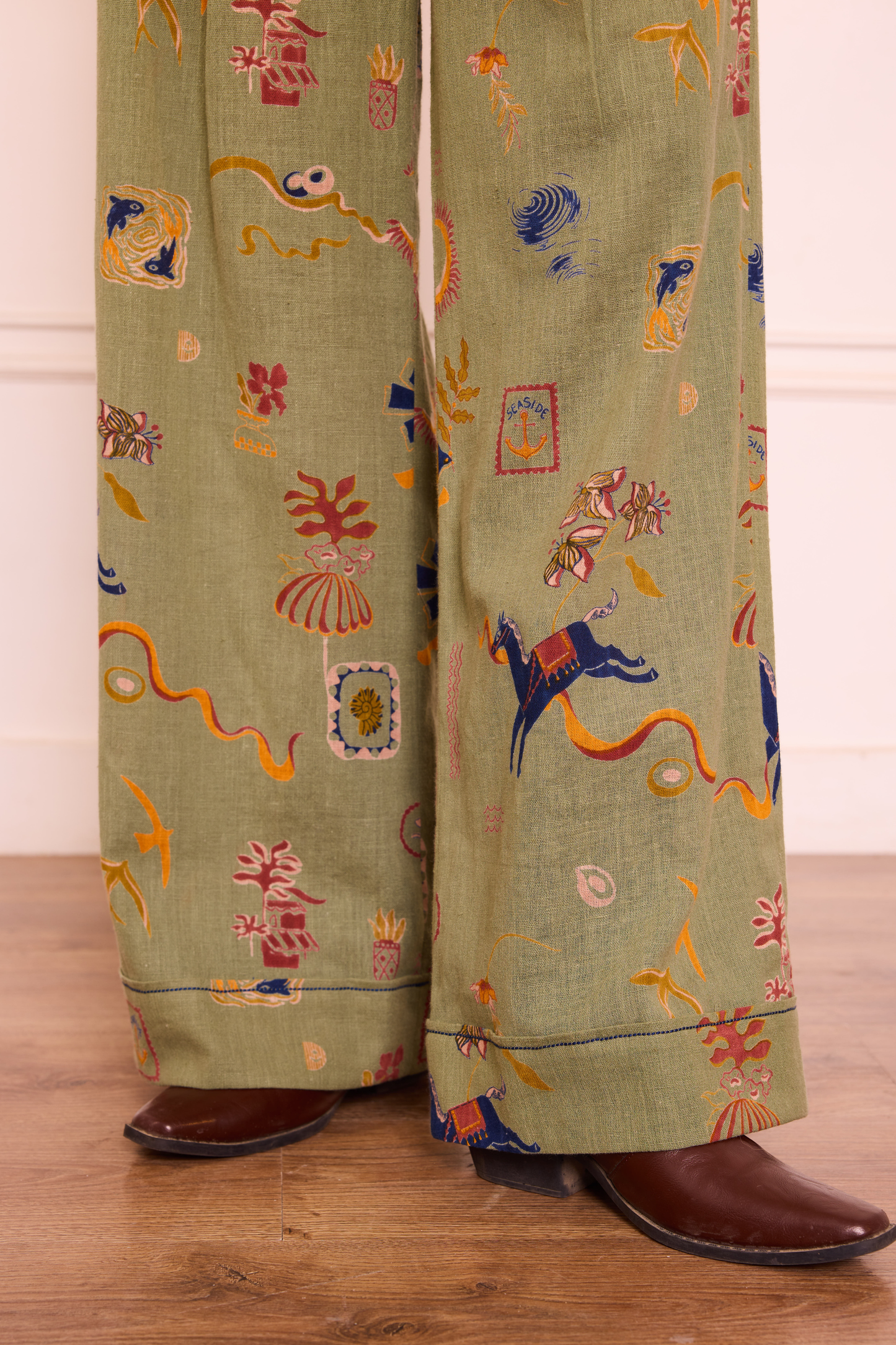 Sea Moss Handspun Handwoven Organic Cotton Trousers