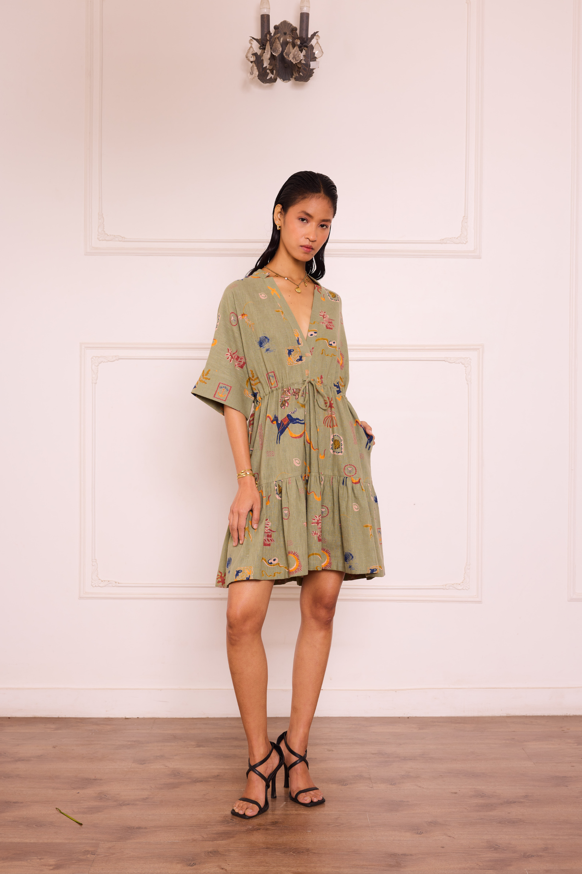 Seaside Bloom Handspun Handwoven Organic Cotton Dress