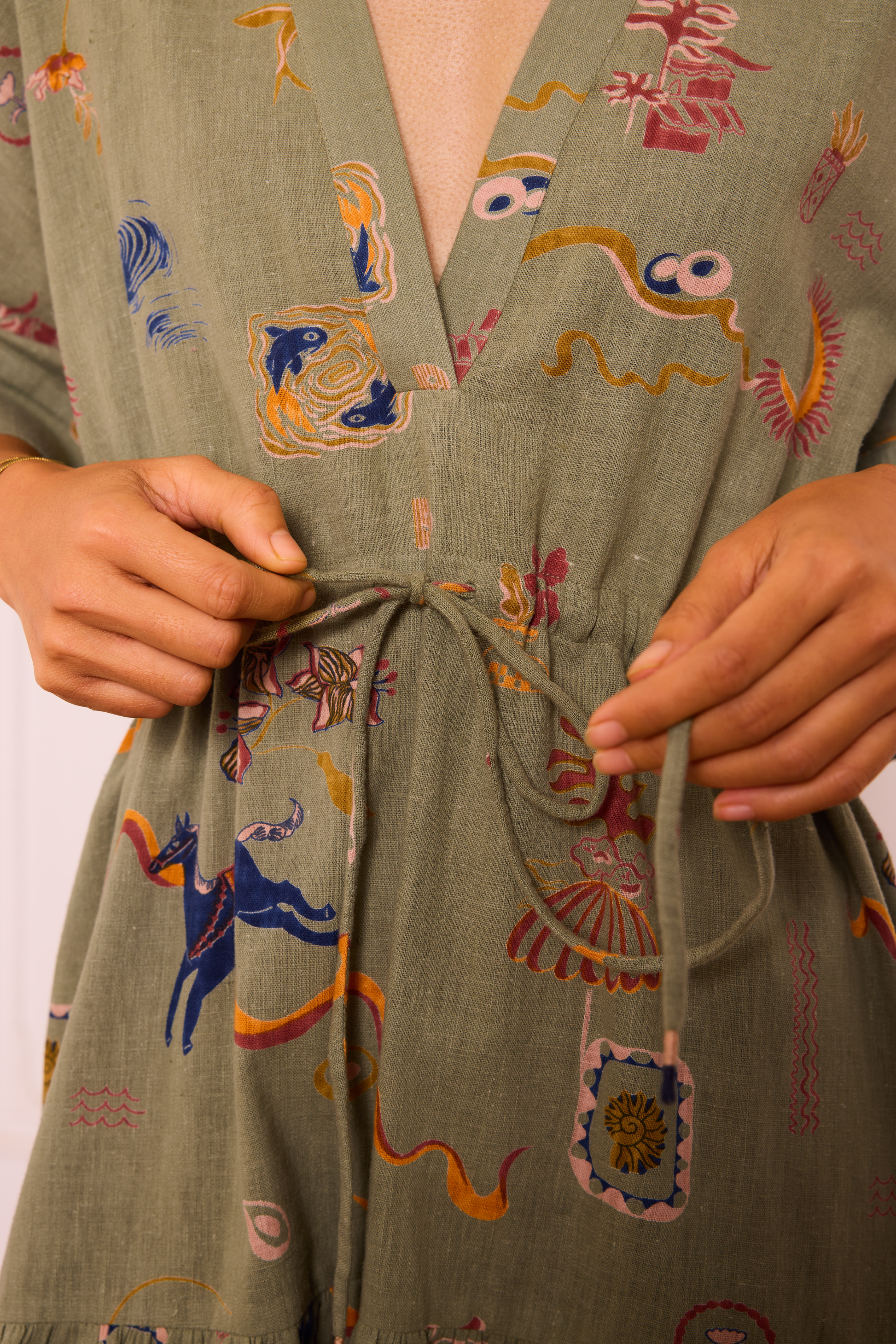 Seaside Bloom Handspun Handwoven Organic Cotton Dress