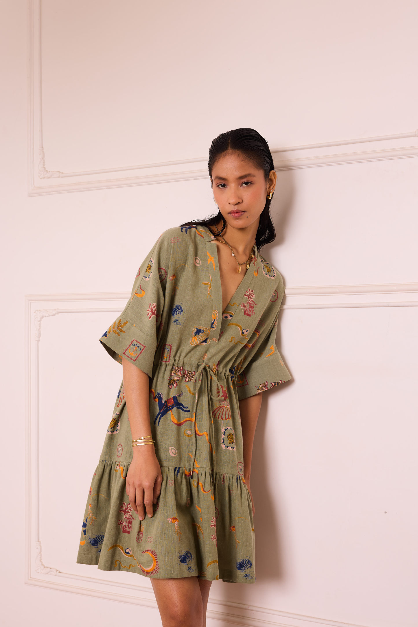 Seaside Bloom Handspun Handwoven Organic Cotton Dress