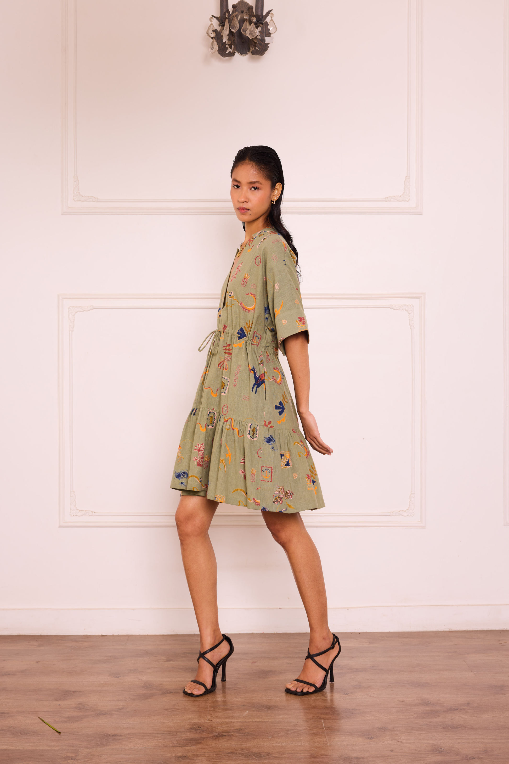 Seaside Bloom Handspun Handwoven Organic Cotton Dress