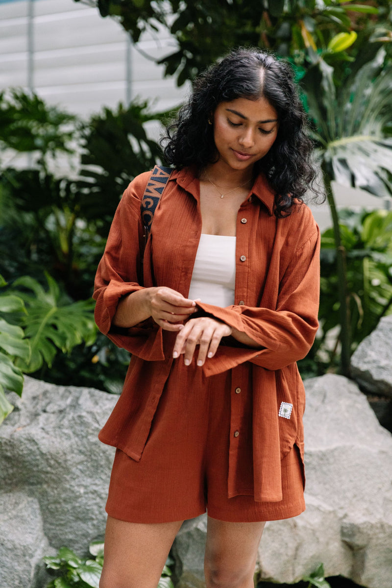 Summer Daisy Organic Cotton Terracotta Shirt