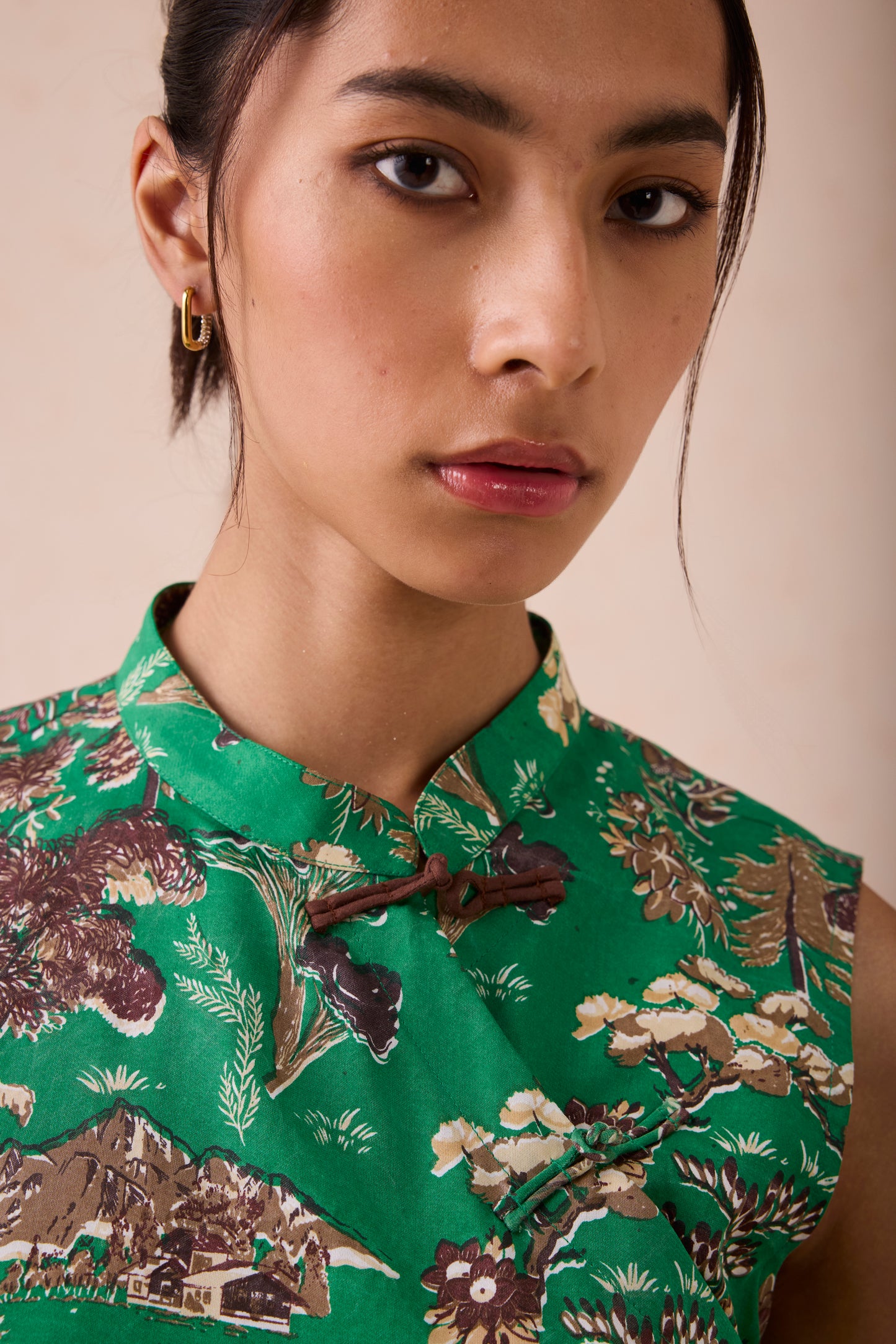 The Evergreen Luck Tencel Cheongsam Blouse