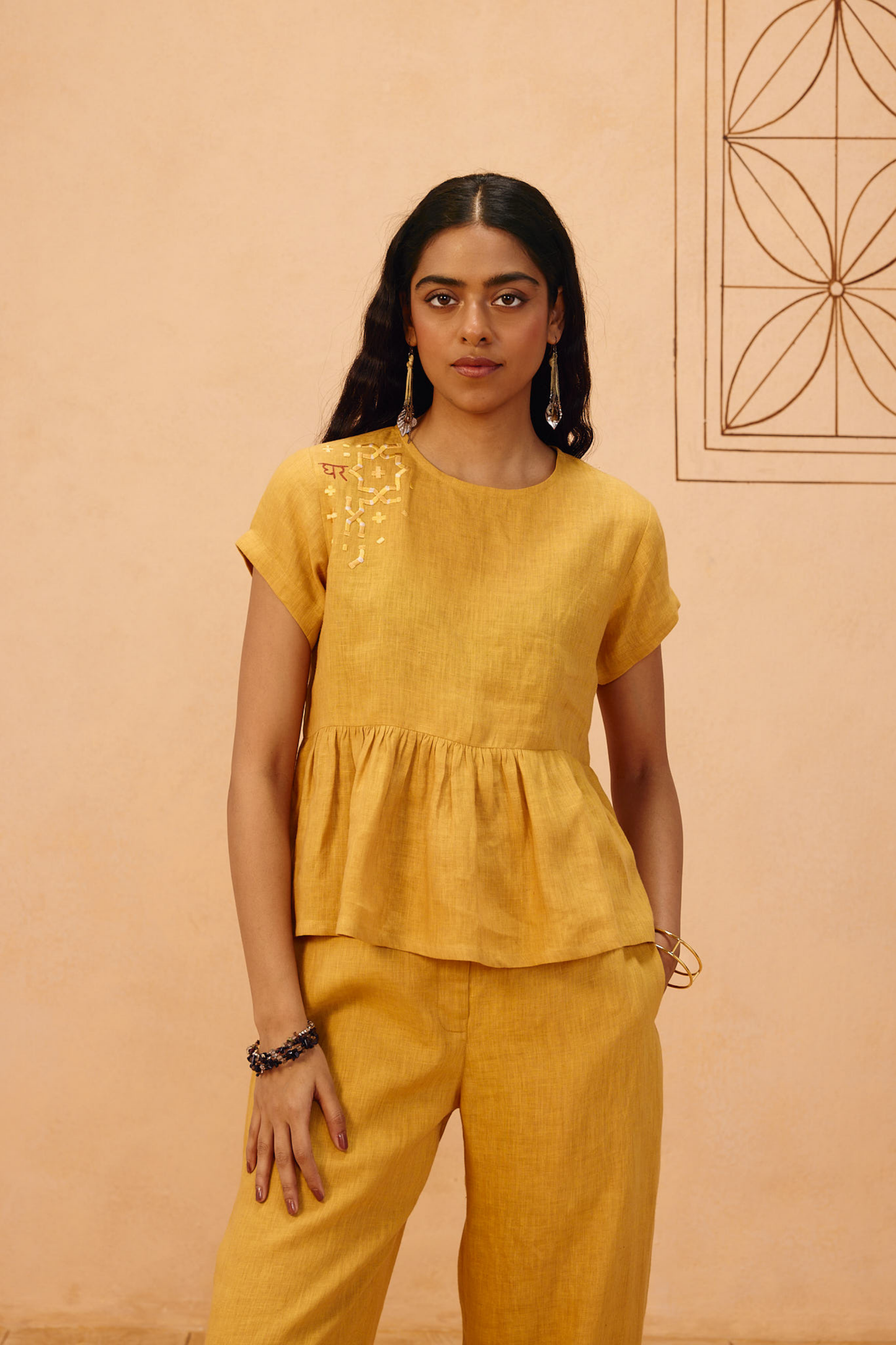 The Ghar Linen Peplum Top —  100% Linen Top | Sui Singapore