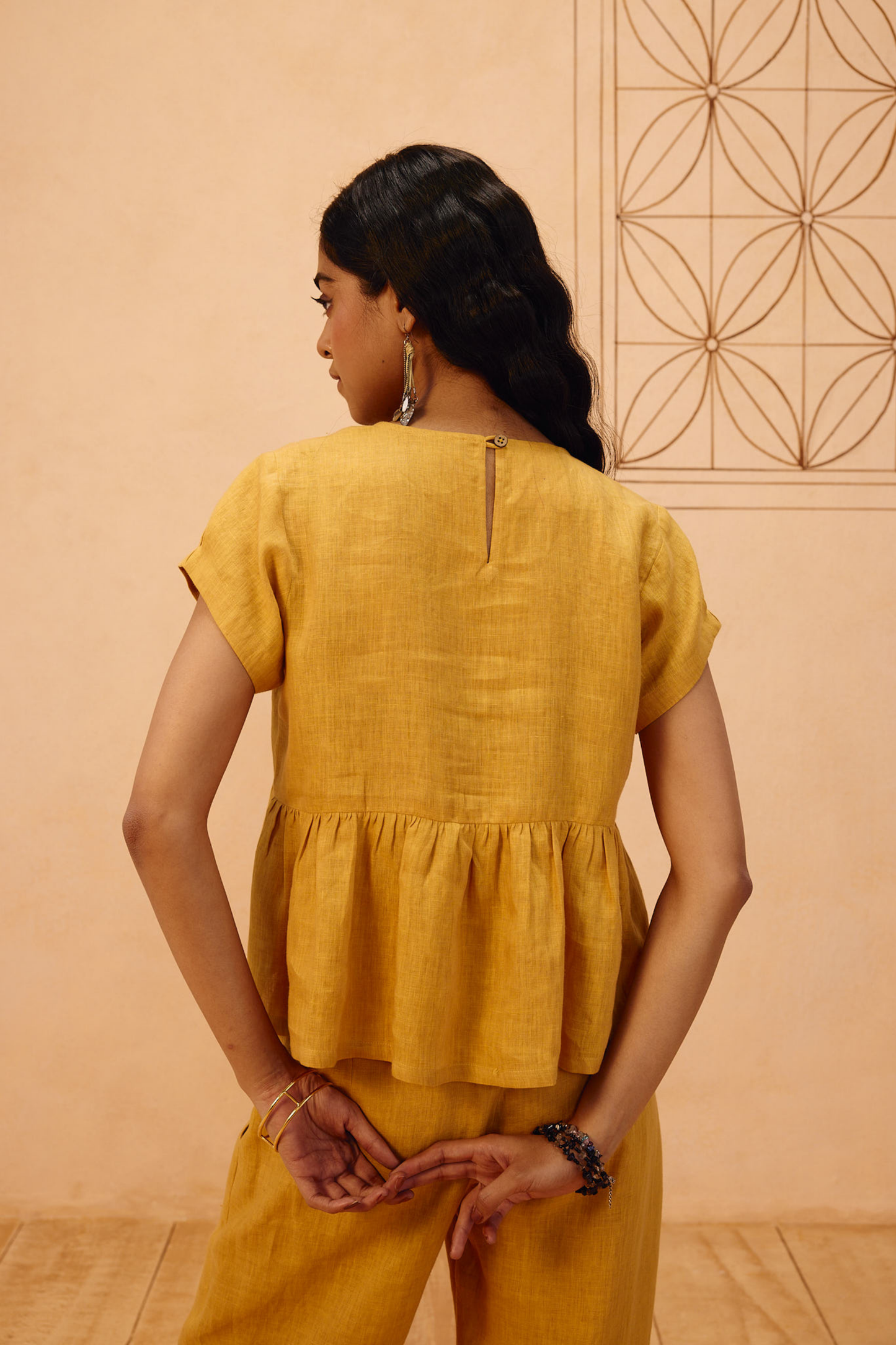 The Ghar Linen Peplum Top