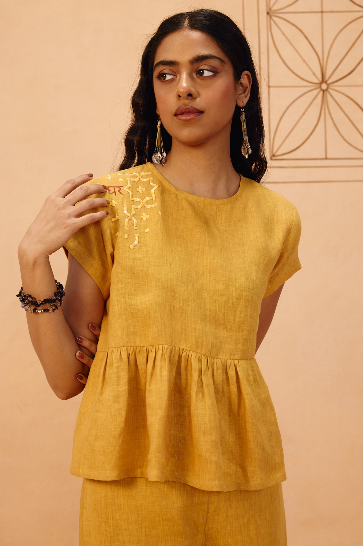 The Ghar Linen Peplum Top
