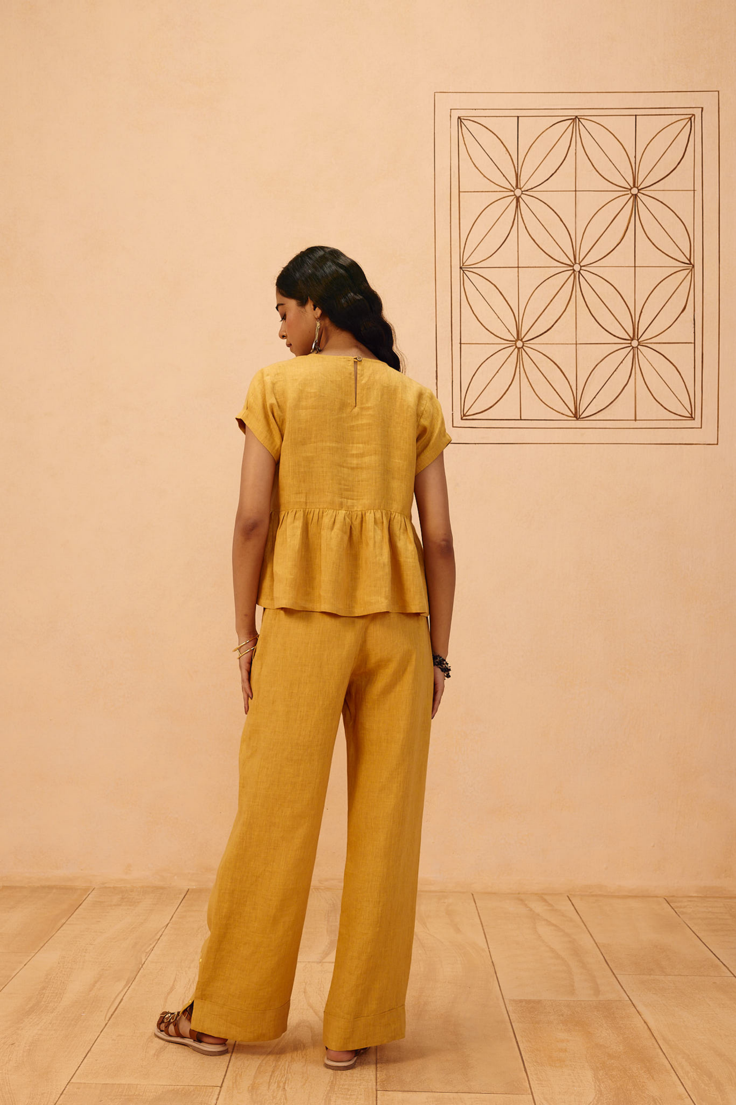 The Ghar Linen Peplum Top