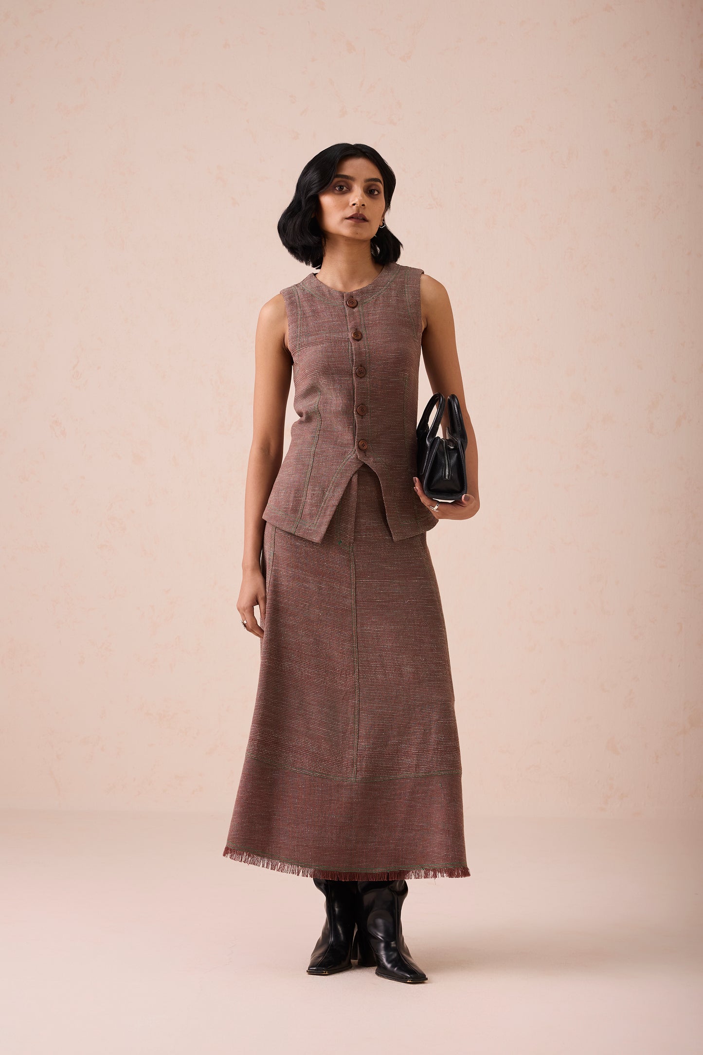 The Hazel Sun Handspun Handwoven Organic Cotton Midi Skirt