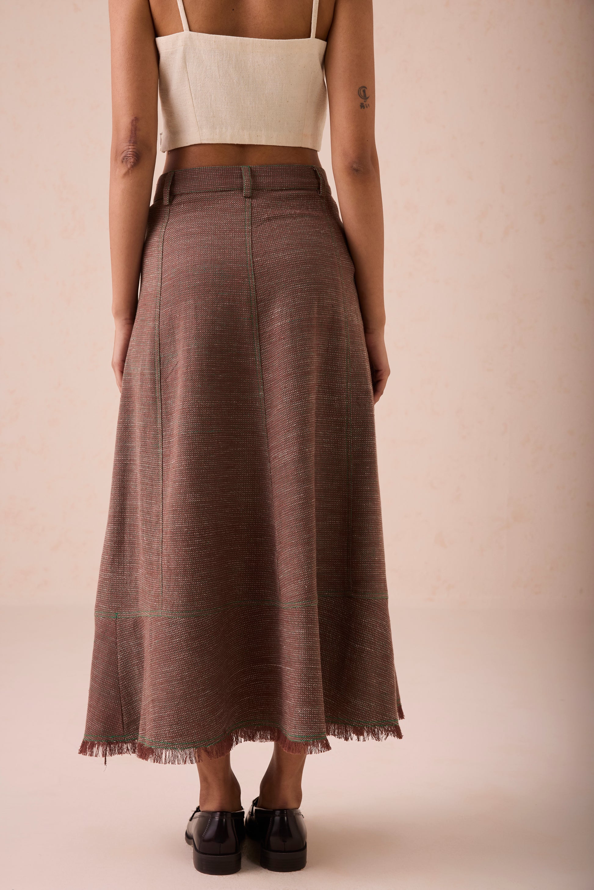 The Hazel Sun Handspun Handwoven Organic Cotton Midi Skirt