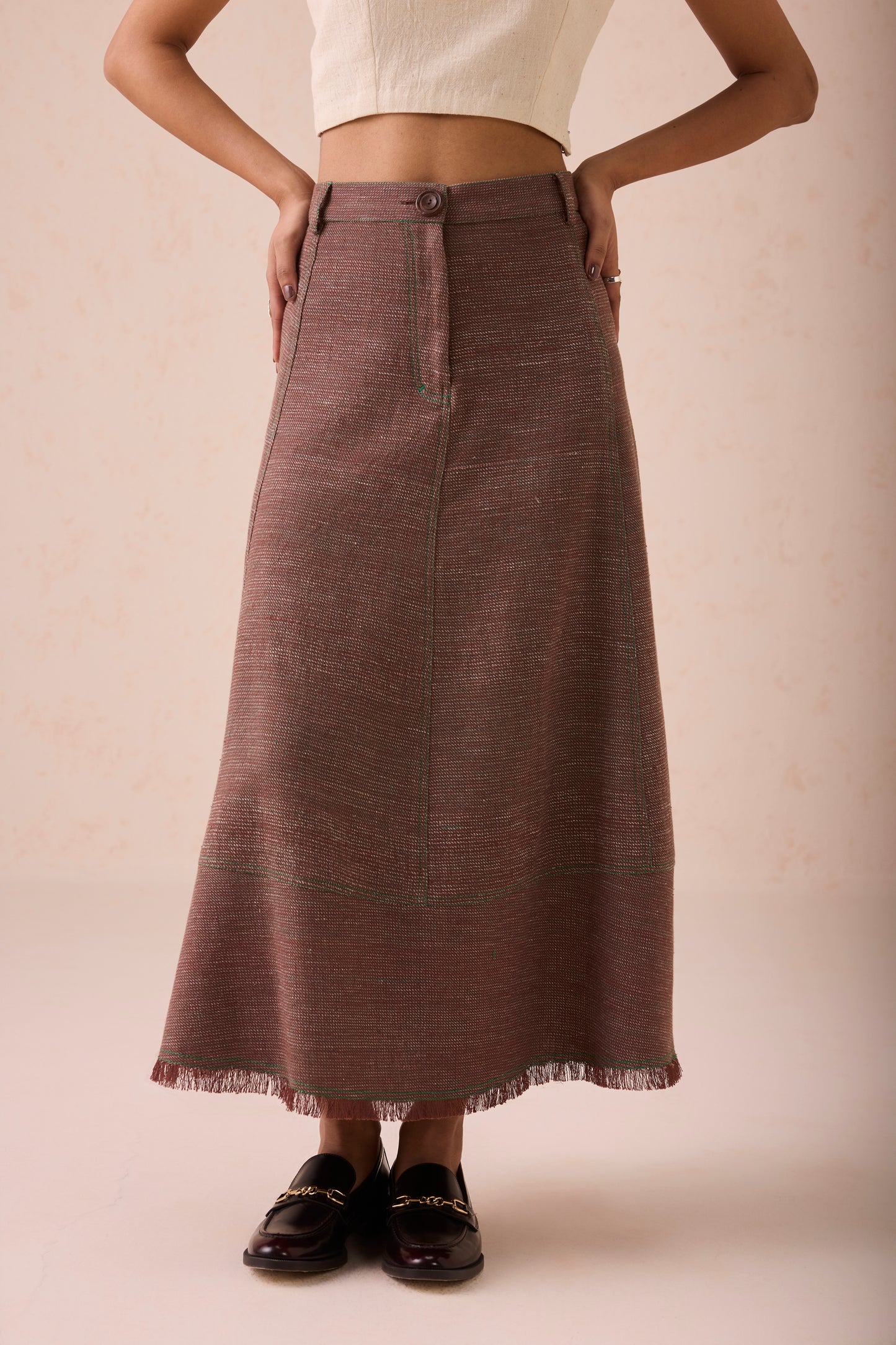 The Hazel Sun Handspun Handwoven Organic Cotton Midi Skirt