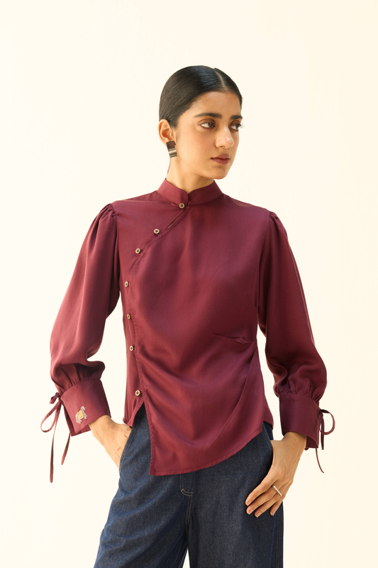 The Plum Cheongsam Tencel Top