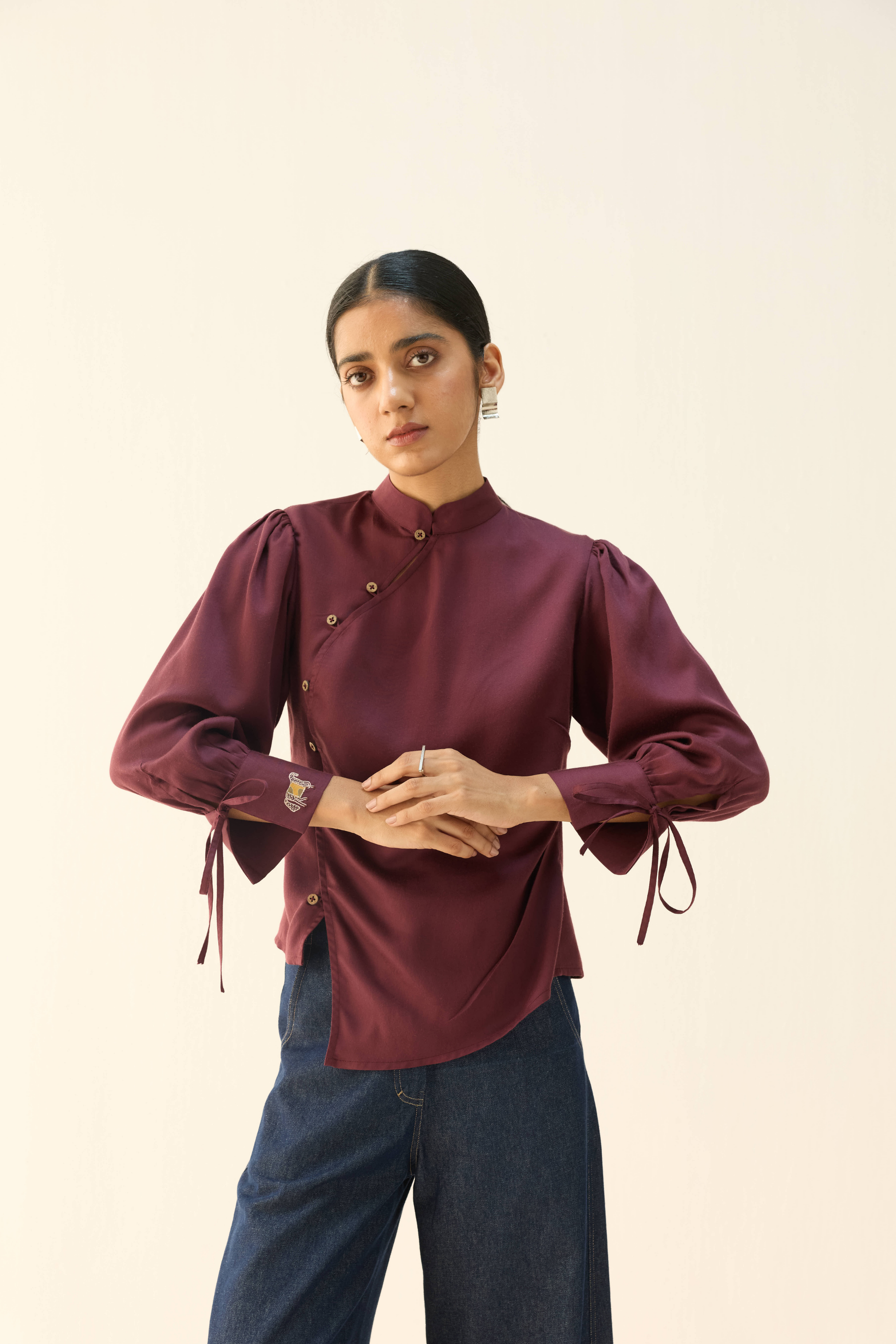 The Plum Cheongsam Tencel Top