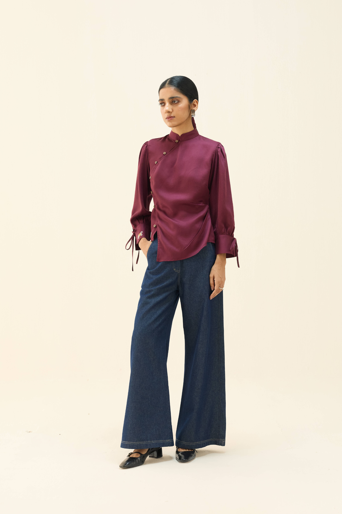 The Plum Cheongsam Tencel Top