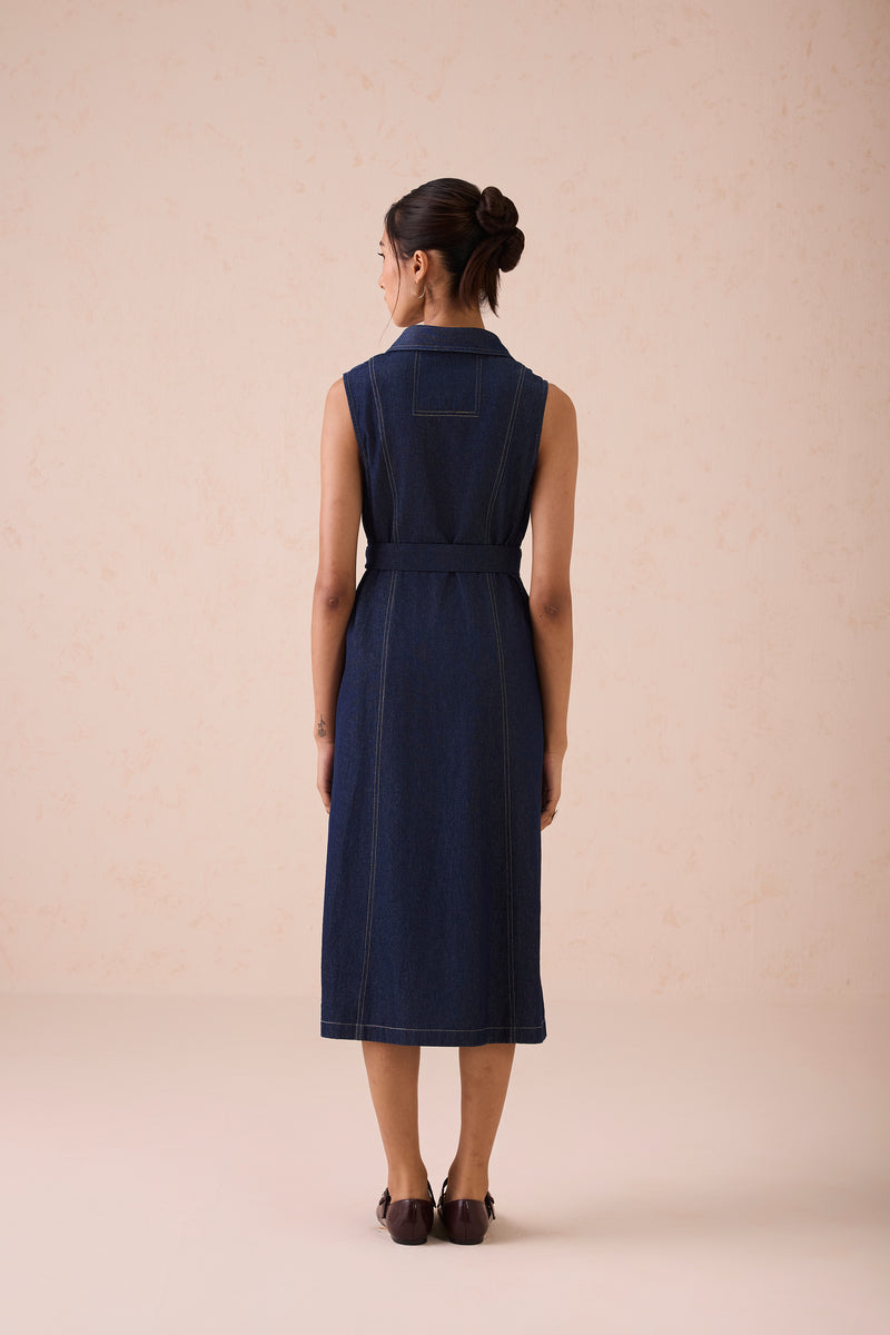 The Sunrise Denim Midi Dress