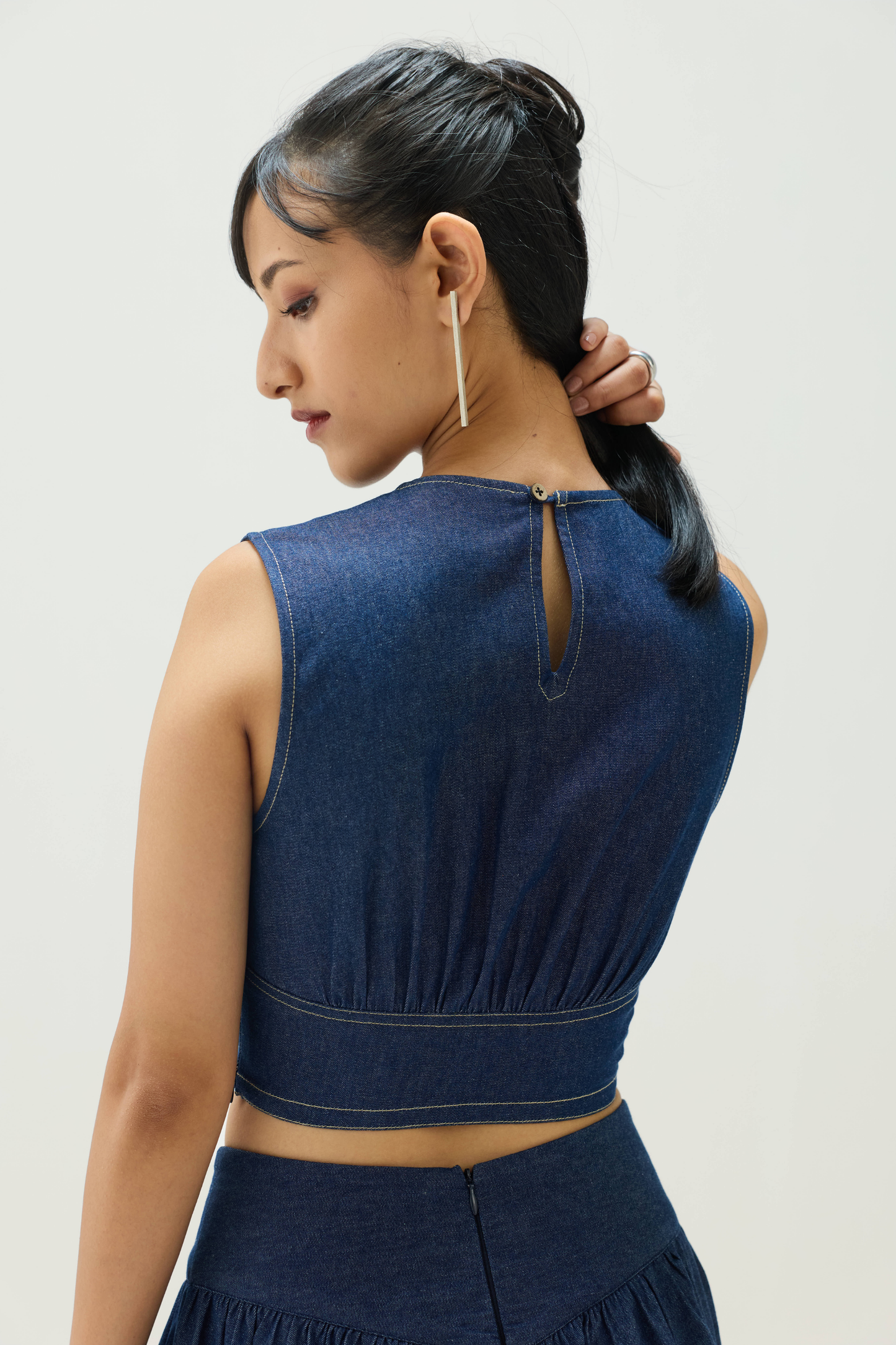 Twilight Sea Sustainable Denim Crop Top