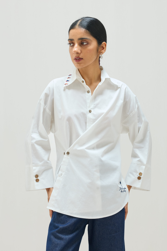 Under The Palms Organic Cotton Wrap Shirt