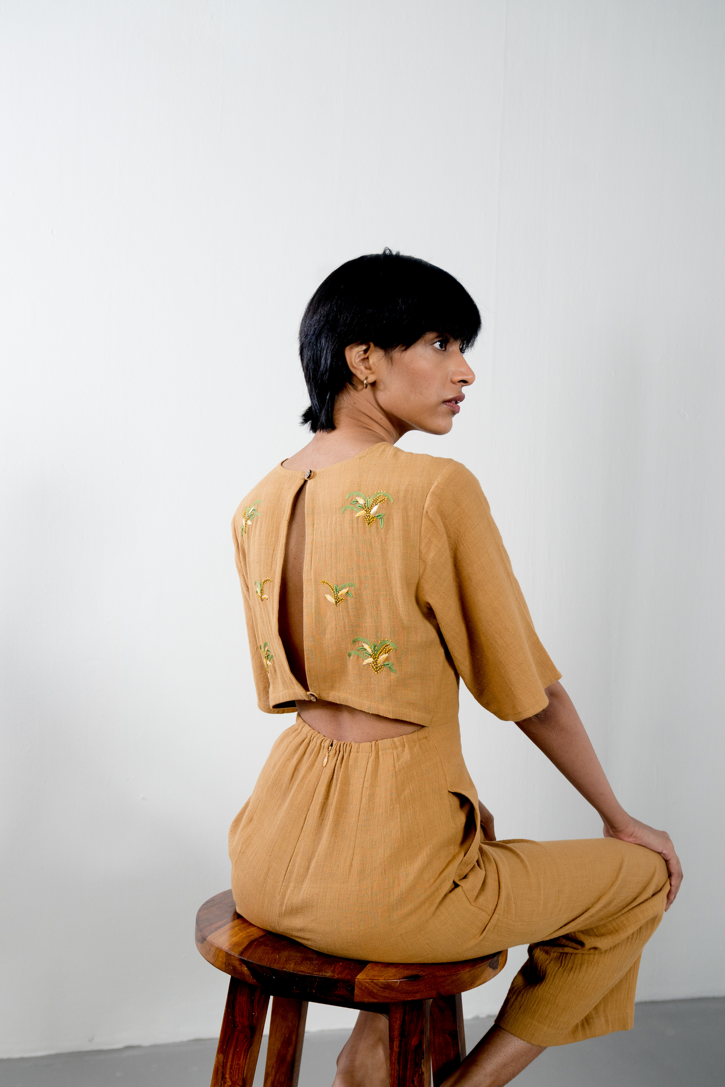 Sunset Garden handwoven organic cotton jumpsuit 