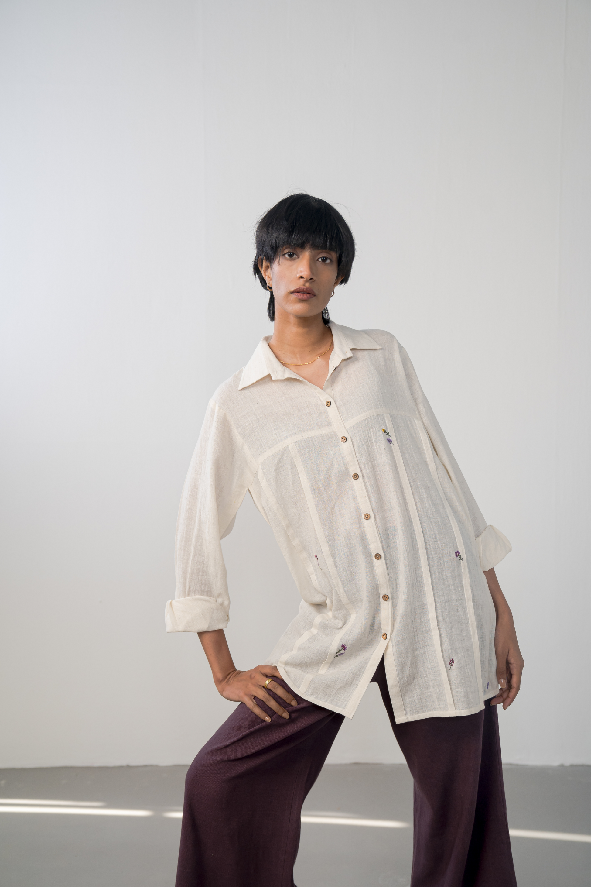 The Winter Garden handwoven organic cotton shirt