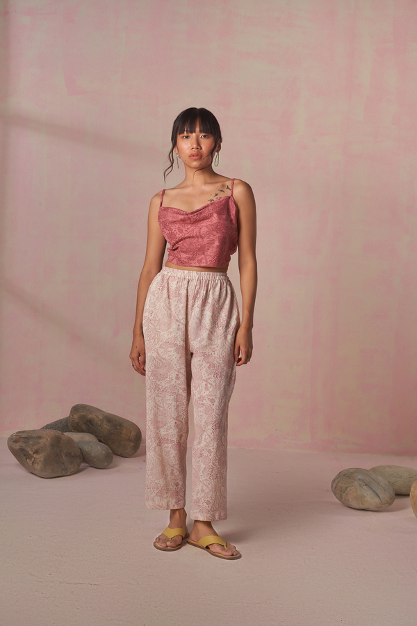 The Coral handspun handwoven organic cotton relaxed trousers
