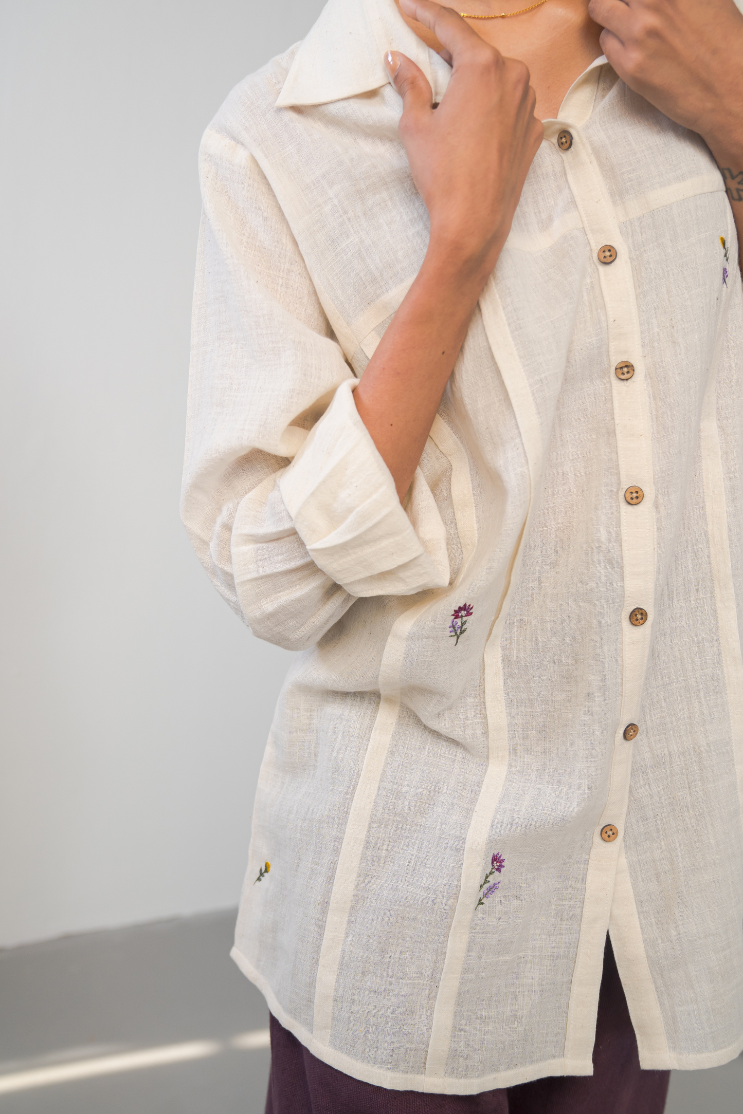 The Winter Garden handwoven organic cotton shirt