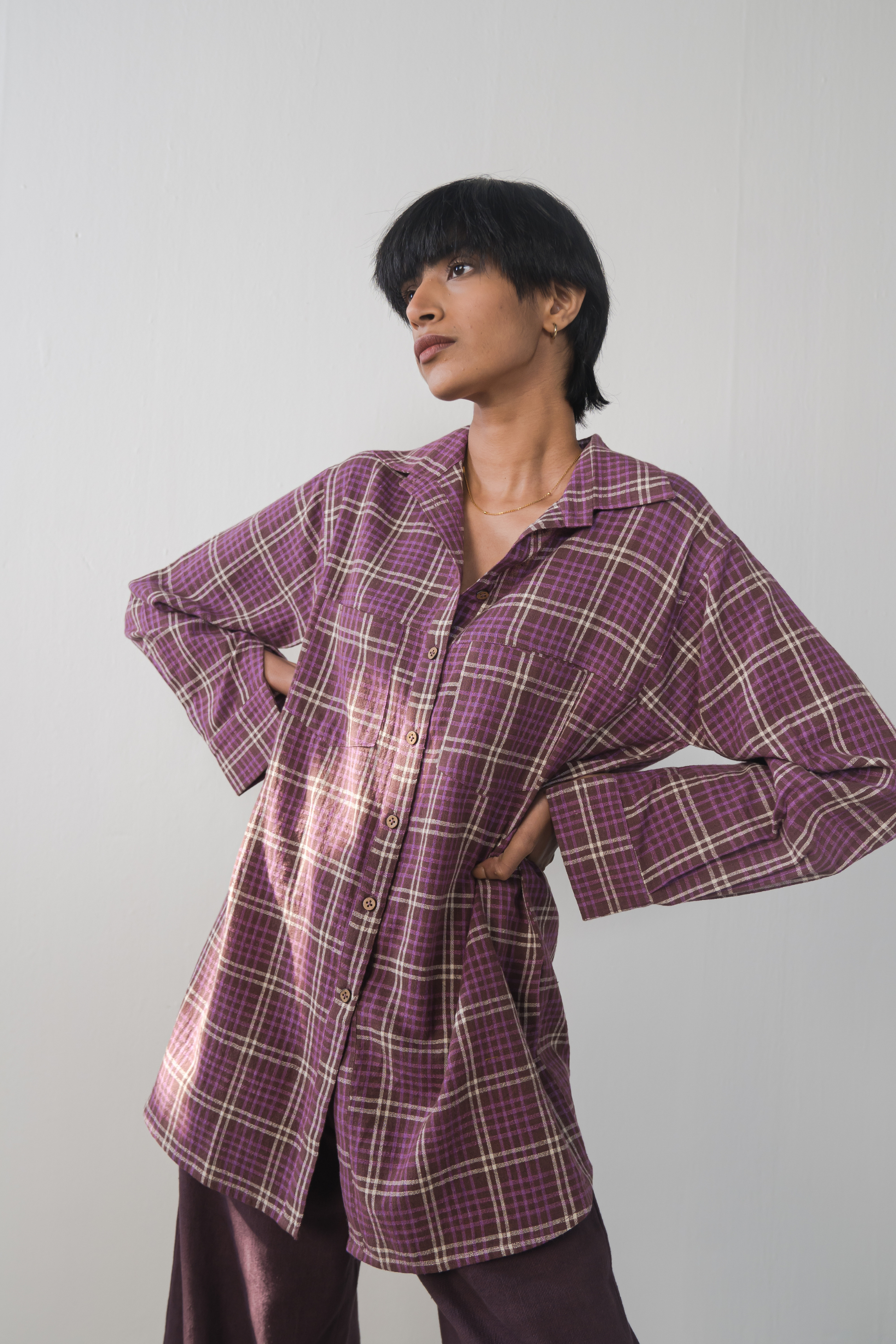 Purple Fields handwoven organic cotton shirt