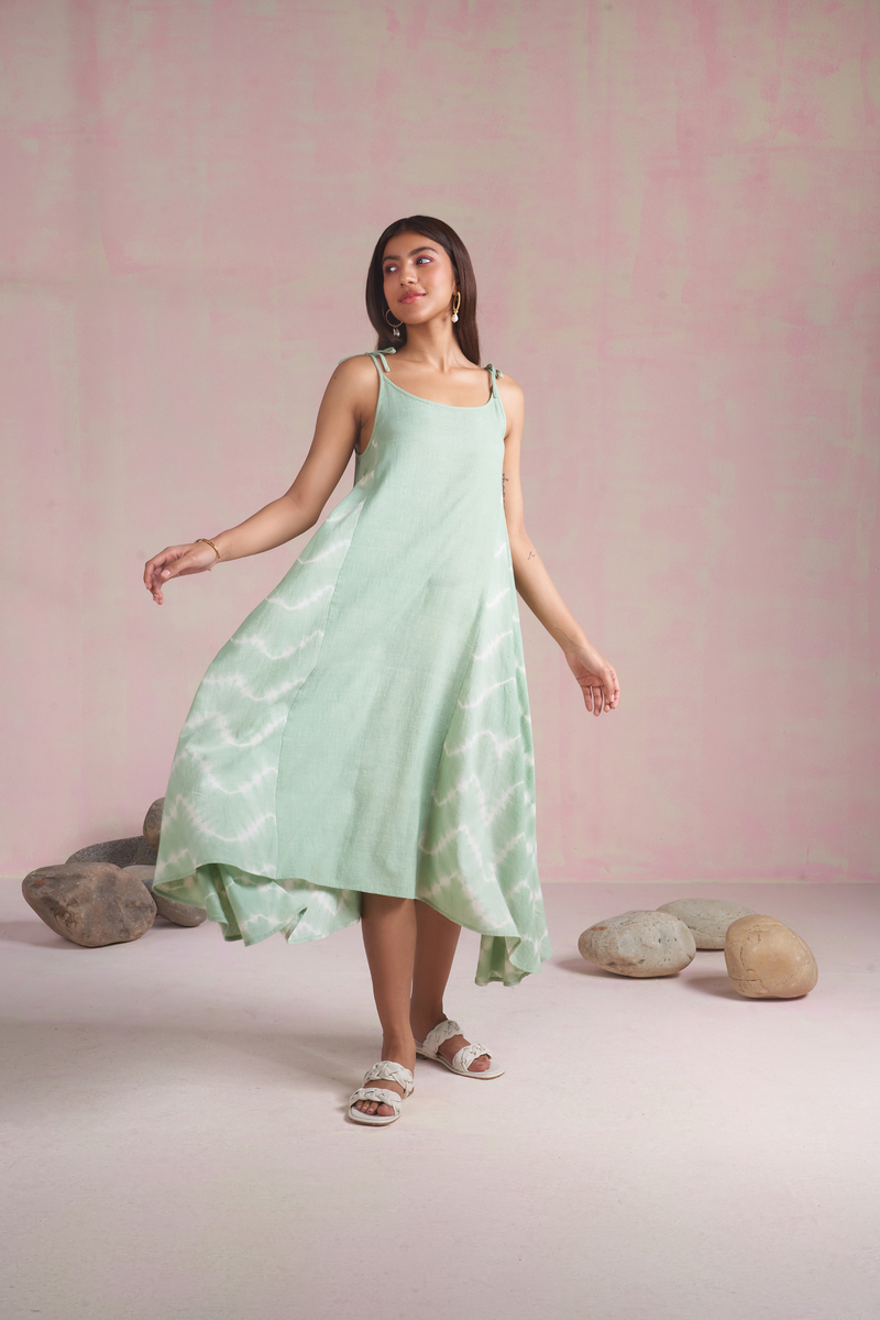 The Wavy tie dye handspun handwoven organic cotton maxi dress