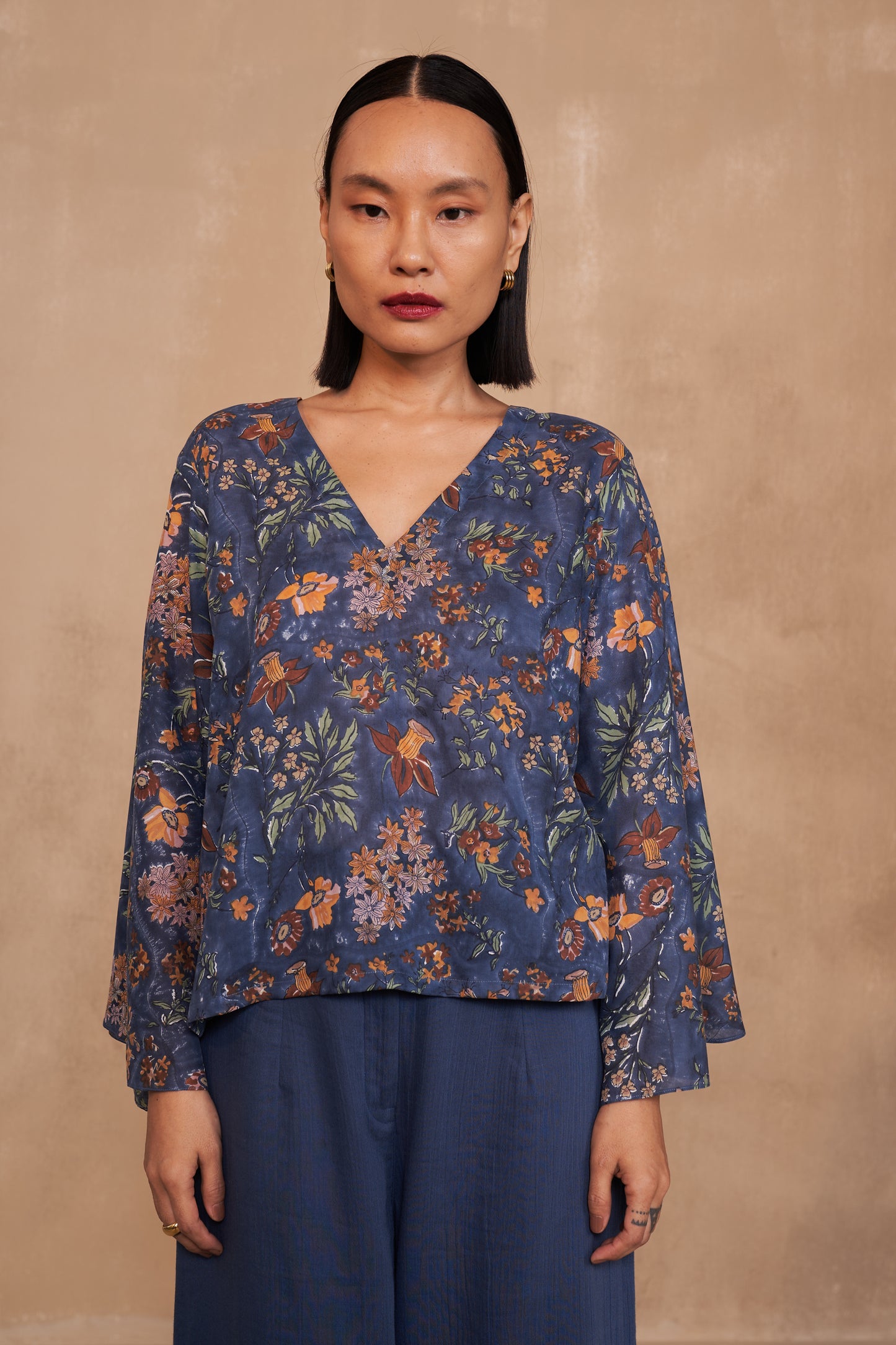 Blooming Blue Lyocell Top