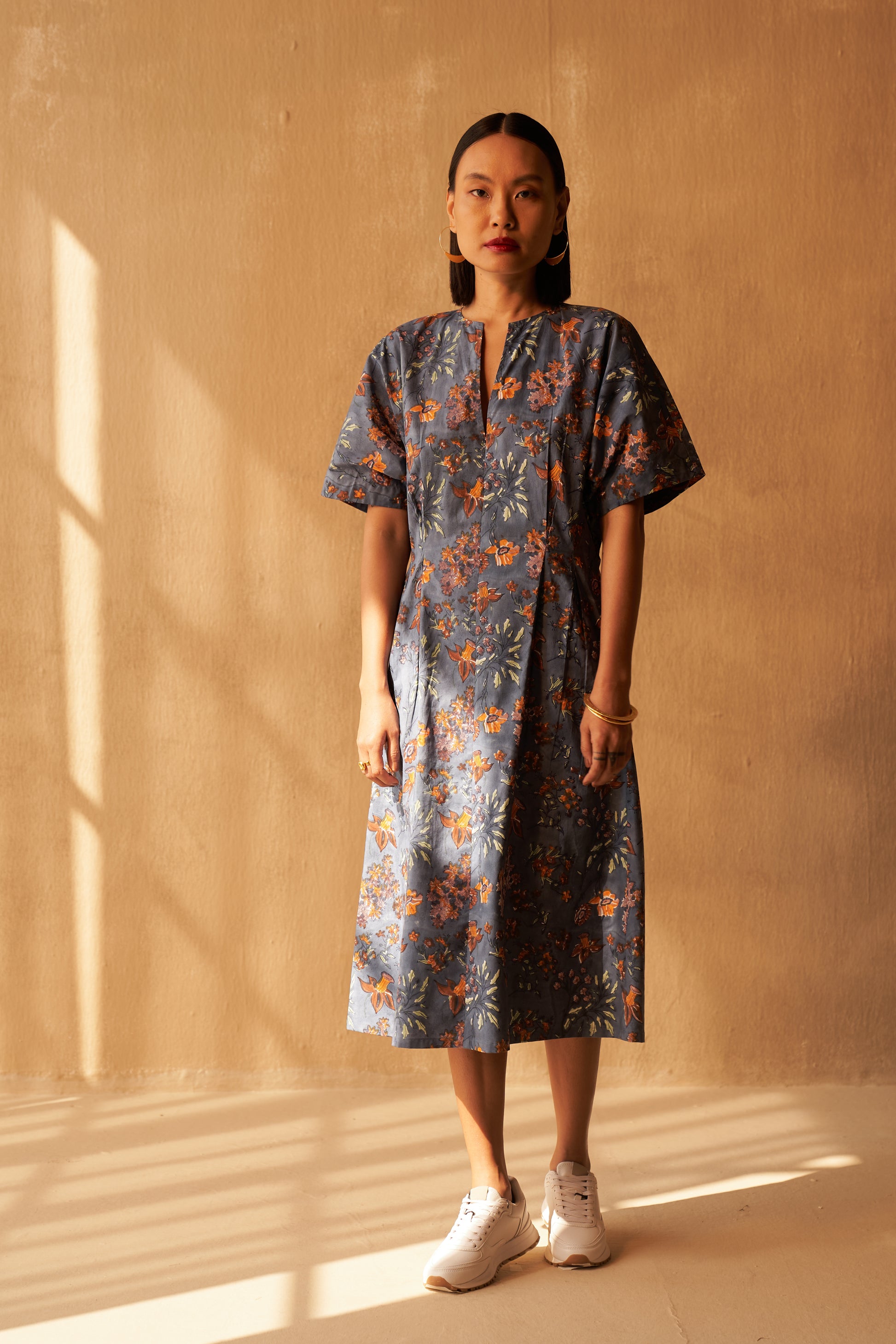 Blue Fields Organic Cotton Midi Dress